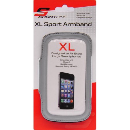 Extra Large Silver Smartphone Armband Holder - Adjustable & Secure for Running, Cycling & Workouts - Compatible with iPhone & Android Phones