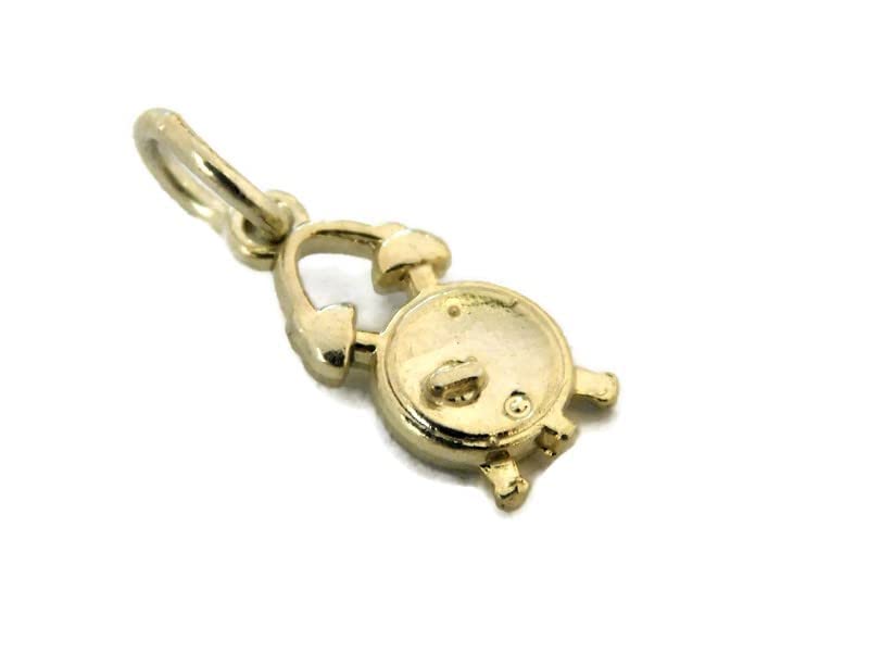 14K Yellow Gold Alarm Clock Charm Pendant - Elegant Jewelry Gift for Women, Perfect for Necklaces & Bracelets - Ideal for Birthdays, Anniversaries & Special Occasions