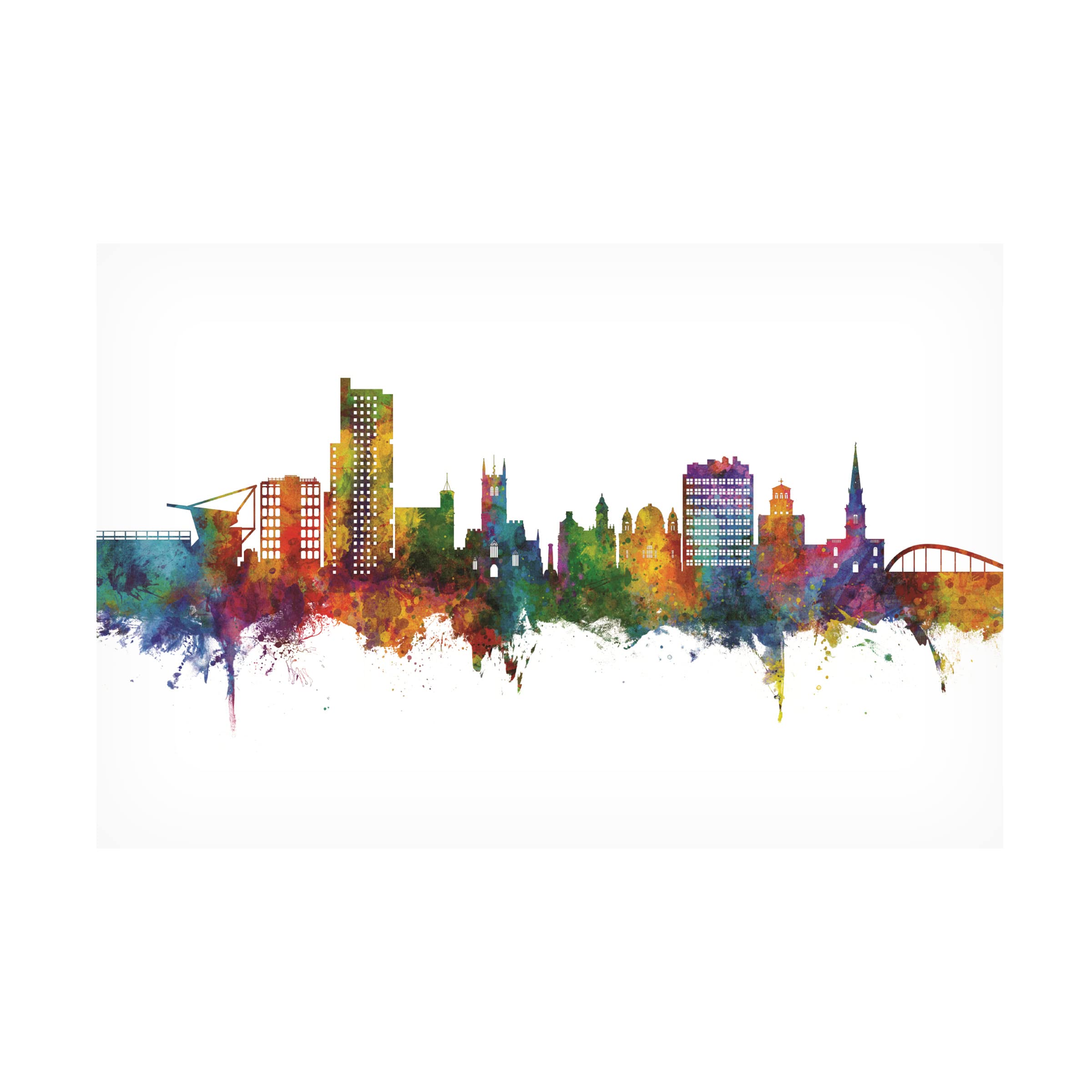 Michael Tompsett 'Wolverhampton England Skyline' Canvas Art Print - Premium Wall Decor for Living Room, Bedroom & Office - Trademark Fine Art Collection