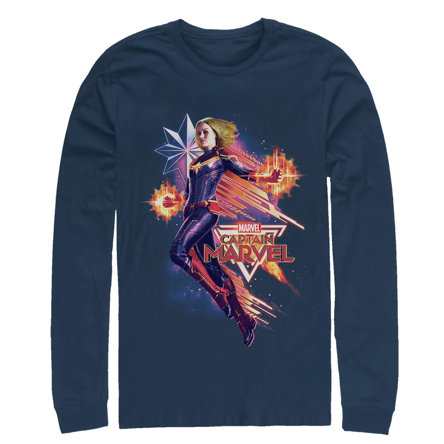 Marvel Men's Captain America Retro Video Game Graphic Long Sleeve T-Shirt - Casual Superhero Tee for Gaming Fans & Comic Con Cosplay