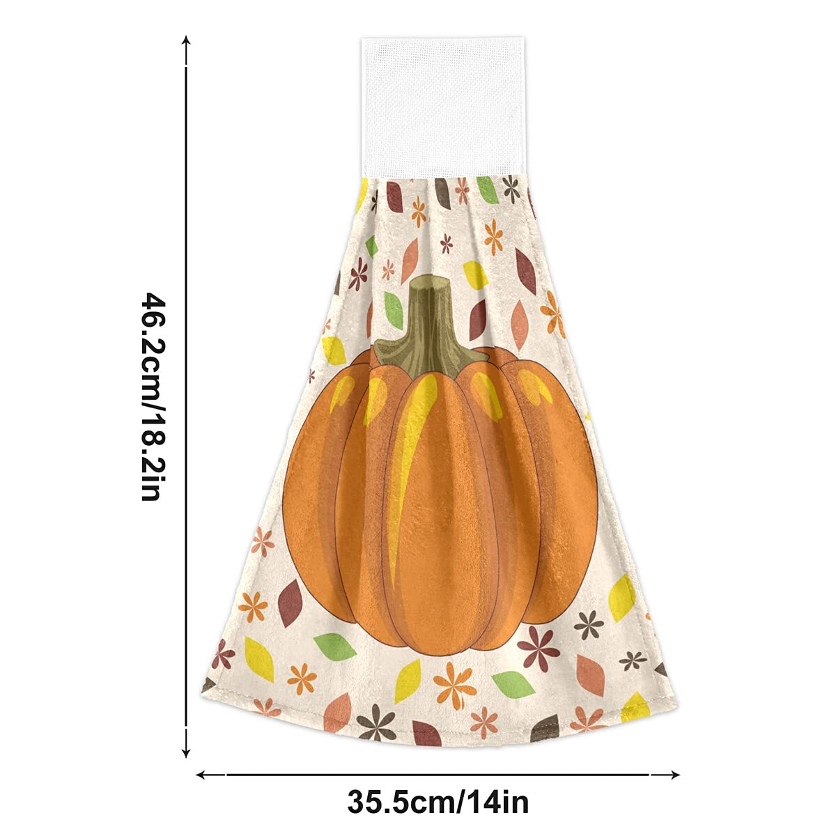 Premium Pumpkin Fall Kitchen Towels Set of 2 - Absorbent Autumn Maple Leaf Design Hand Towels for Drying Dishes - Perfect for Thanksgiving Decor, Farmhouse Kitchen & Laundry Room Essentials