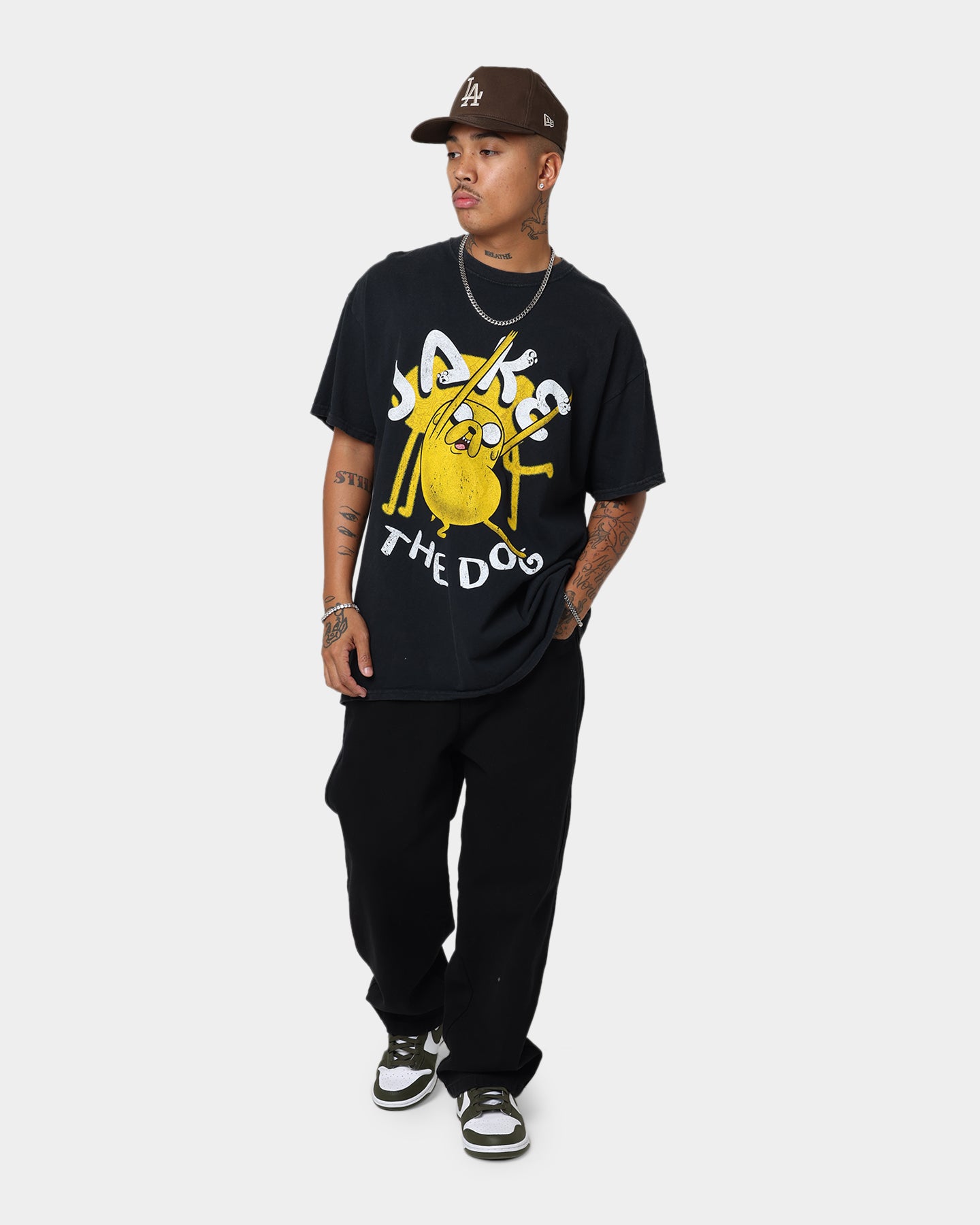Vintage Jake The Dog T-Shirt from Adventure Time - Black Wash Retro Graphic Tee for Men & Women - Perfect for Casual Wear, Cosplay, and Fan Merchandise