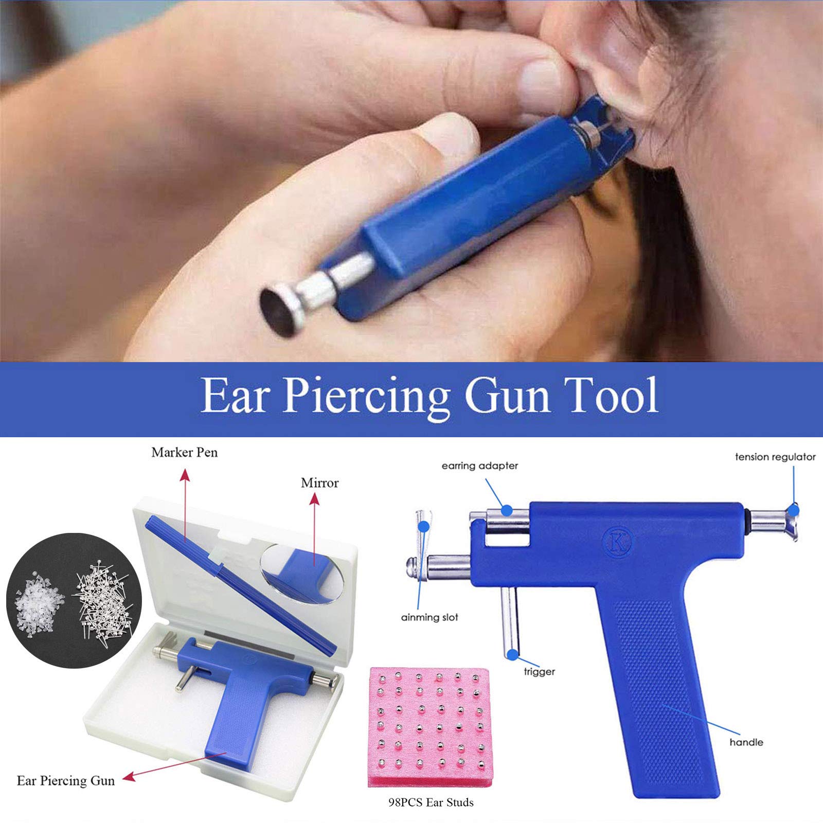 98Pcs Stainless Steel Piercing Kit - Ears, Nose, Navel & Lip | Professional Body Jewelry for Safe Piercing at Home
