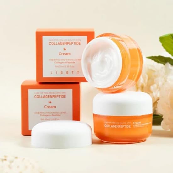 JIGOTT Collagen Peptide Face Cream 50ml - Korean Moisturizing Cream for Firm & Elastic Skin - Anti-Aging & Hydrating Facial Cream - Day & Night Skincare Routine - Made in Korea