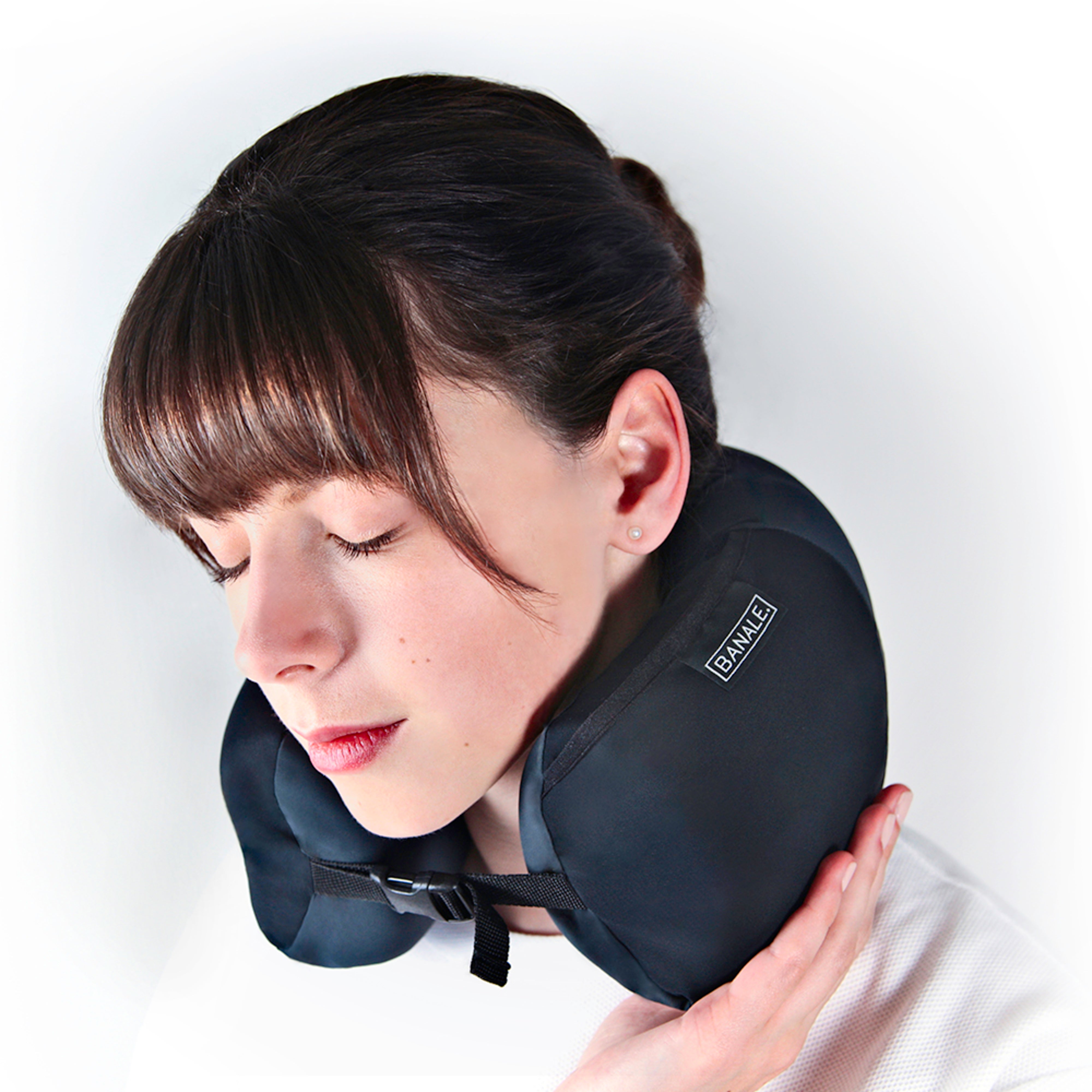 BANALE Travel Neck Pillow BAN022 (Black) - Comfortable Support for Airplane, Car, and Office Use
