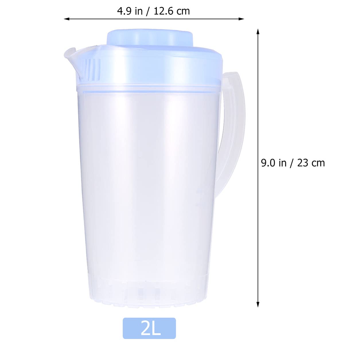 Housoutil 2L Clear Plastic Mixing Pitcher with Handle & Spout - BPA-Free Water Jug for Iced Tea, Lemonade, Cocktails & Beverages - Perfect for Parties, BBQs & Outdoor Events (Blue)