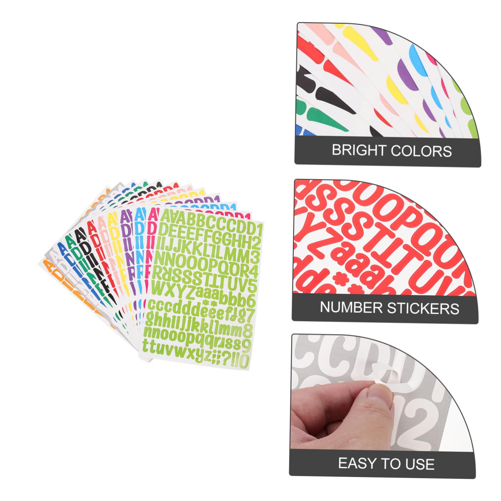STOBOK 48 Sheets Alphabet Letter Stickers - Waterproof Vinyl Decals for Laptops, Computers, Notebooks - A-Z Letters & 0-9 Numbers - Perfect for School Projects, DIY Crafts, Office Organization & Personalizing Devices