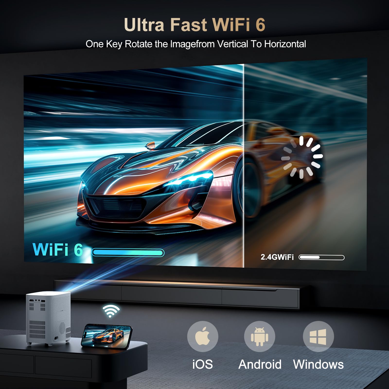 1080P Native WiFi Bluetooth Projector - 15000 Lumens Portable Mini Projector for Outdoor Movies, Home Theater, Gaming - Compatible with TV Stick, Android, HDMI, USB - Perfect for Camping, Parties, and Classroom Presentations