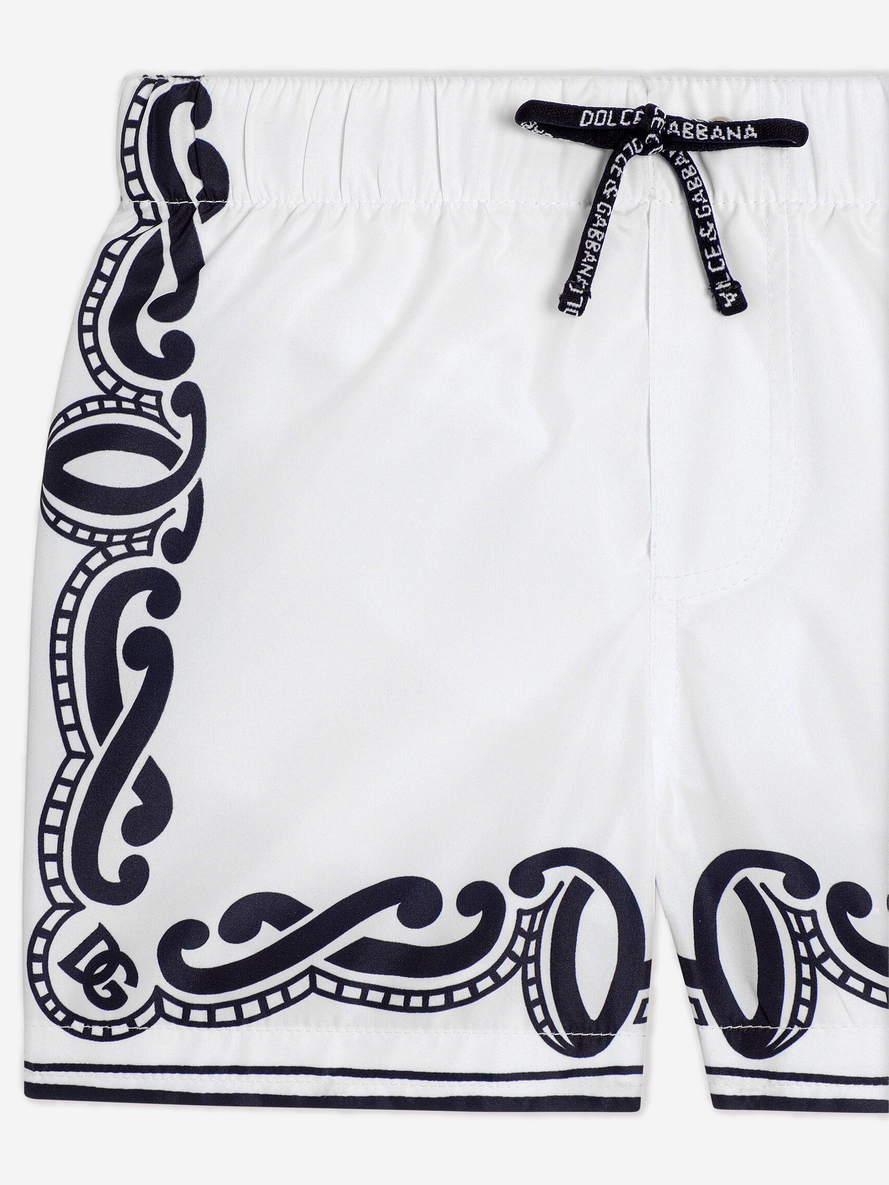**Baby Boys' Bandana Print Swim Shorts - Quick-Dry White Swim Trunks for Toddler Beach & Pool Fun**
