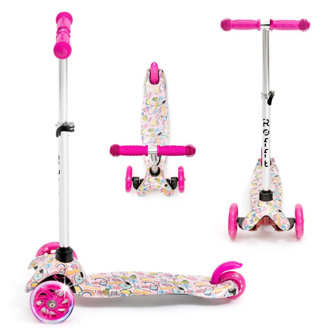 **Best Kids Scooter for Ages 3-5 - Self-Balancing with Light Up Wheels & Adjustable Height - Wide Deck & Aluminum T-Bar - Perfect for Boys & Girls Outdoor Play & Commuting**