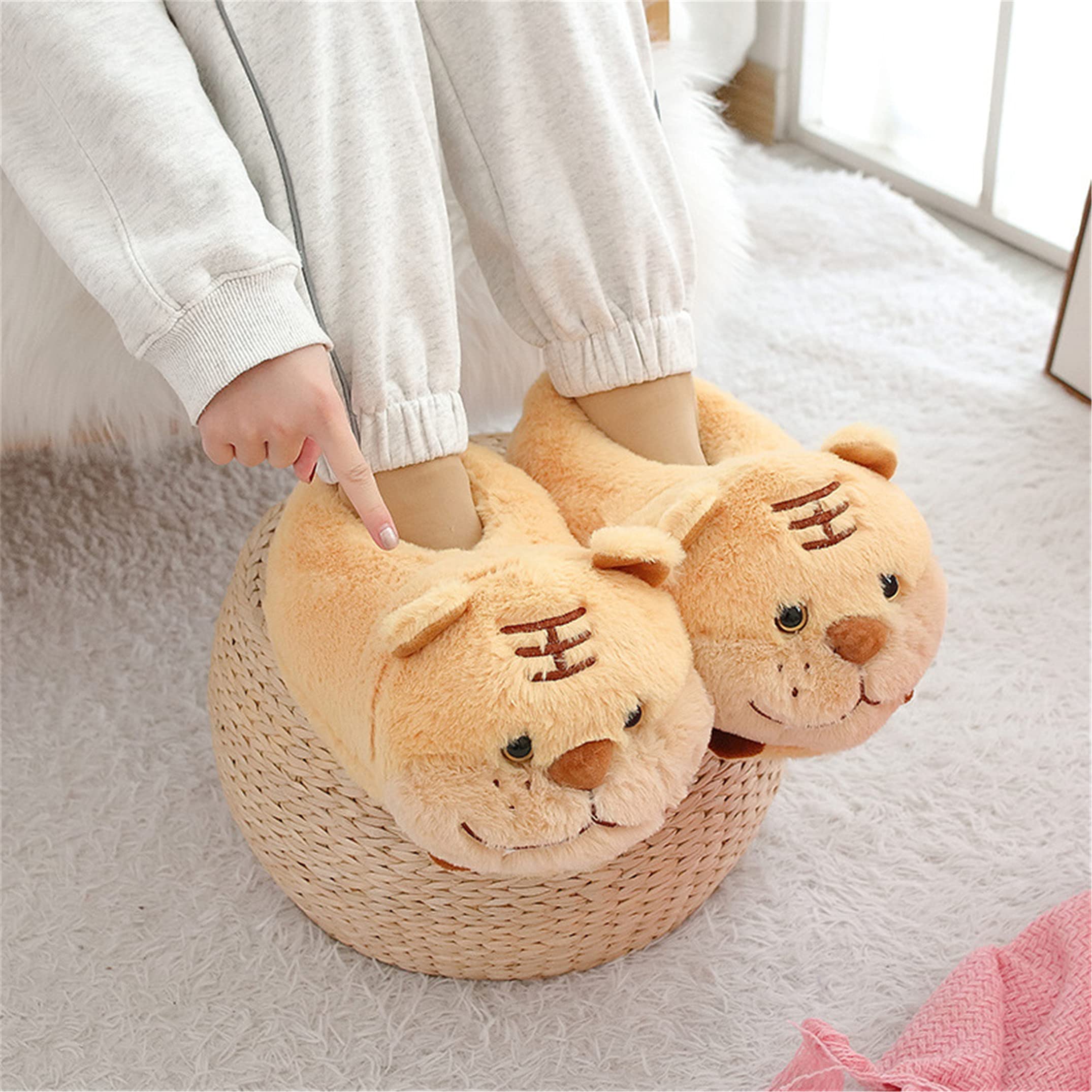 Cute Pig Cartoon Animal Home Furry Slippers for Women - Warm Winter House Shoes with Non-Slip Sole | Cozy Indoor/Outdoor Wear for Lounge, Bedroom & Gift Giving