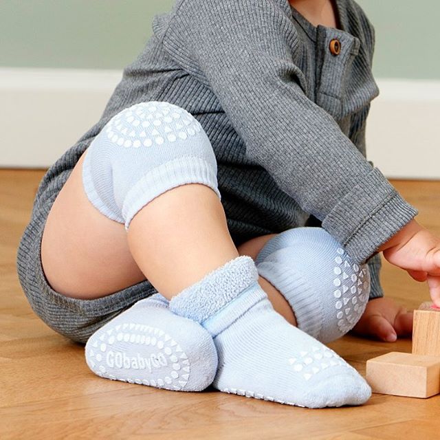 GOBABYGO Non-Slip Baby Socks - Sky Blue | Anti-Skid Infant Socks for Crawling & Playtime | Soft & Comfortable Toddler Socks for Home & Daycare