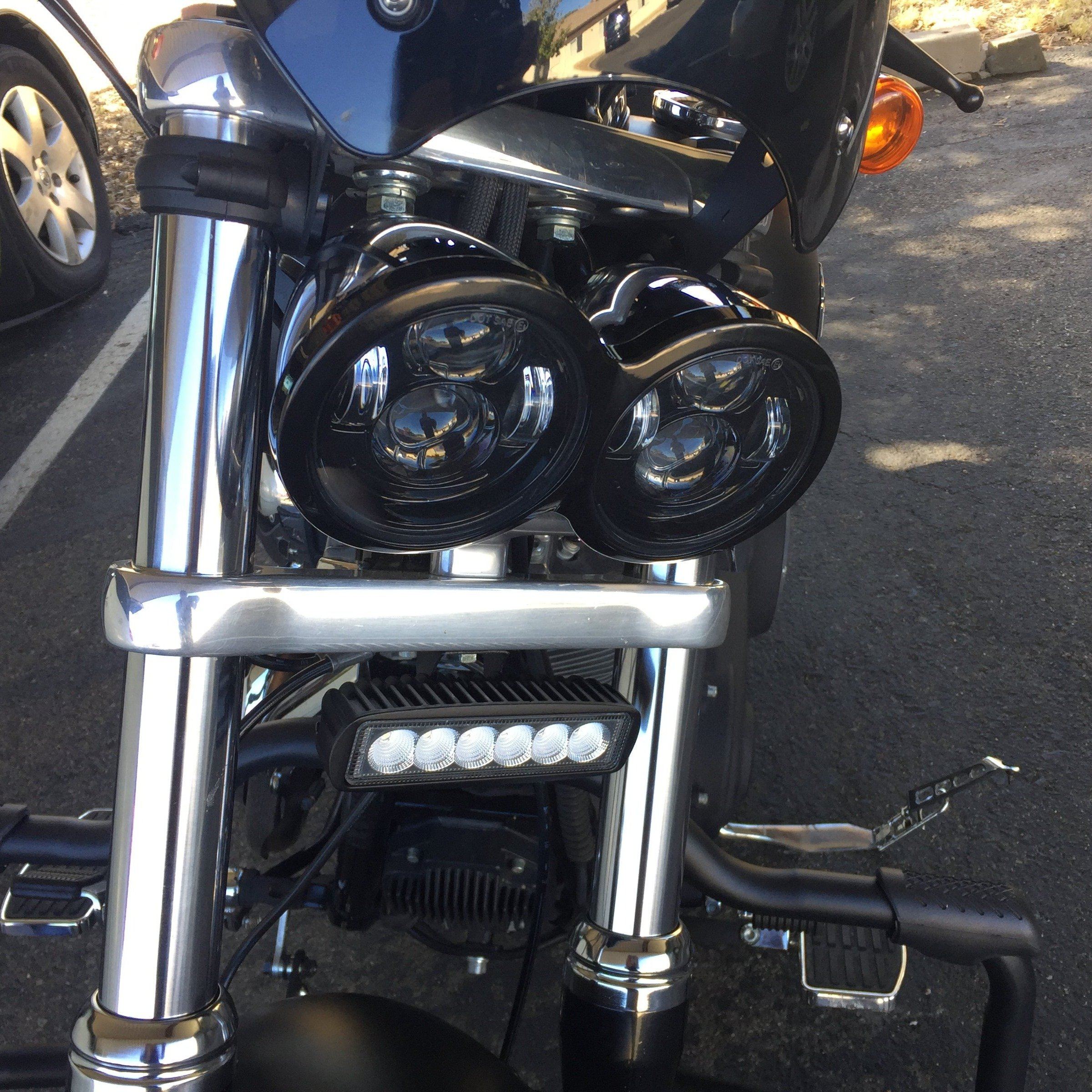 Eagle Lights Dual LED Headlight Kit for 2008-2017 Harley Davidson Fat Bob Models - High Performance Motorcycle Lighting for Night Riding & Enhanced Visibility
