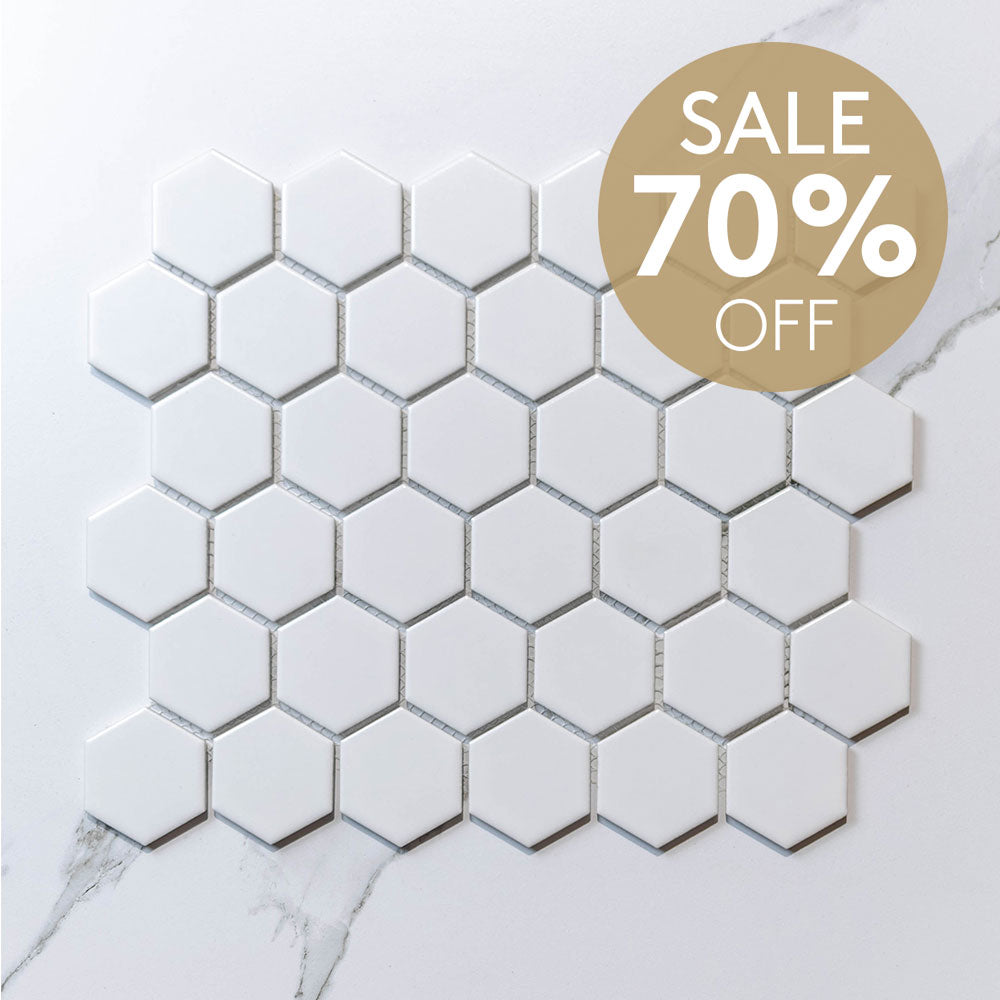 Hive M White 51x59 Glossy Hexagon Mosaic Tile (Per Sheet) - Perfect for Kitchen Backsplash, Bathroom Wall, and DIY Home Decor