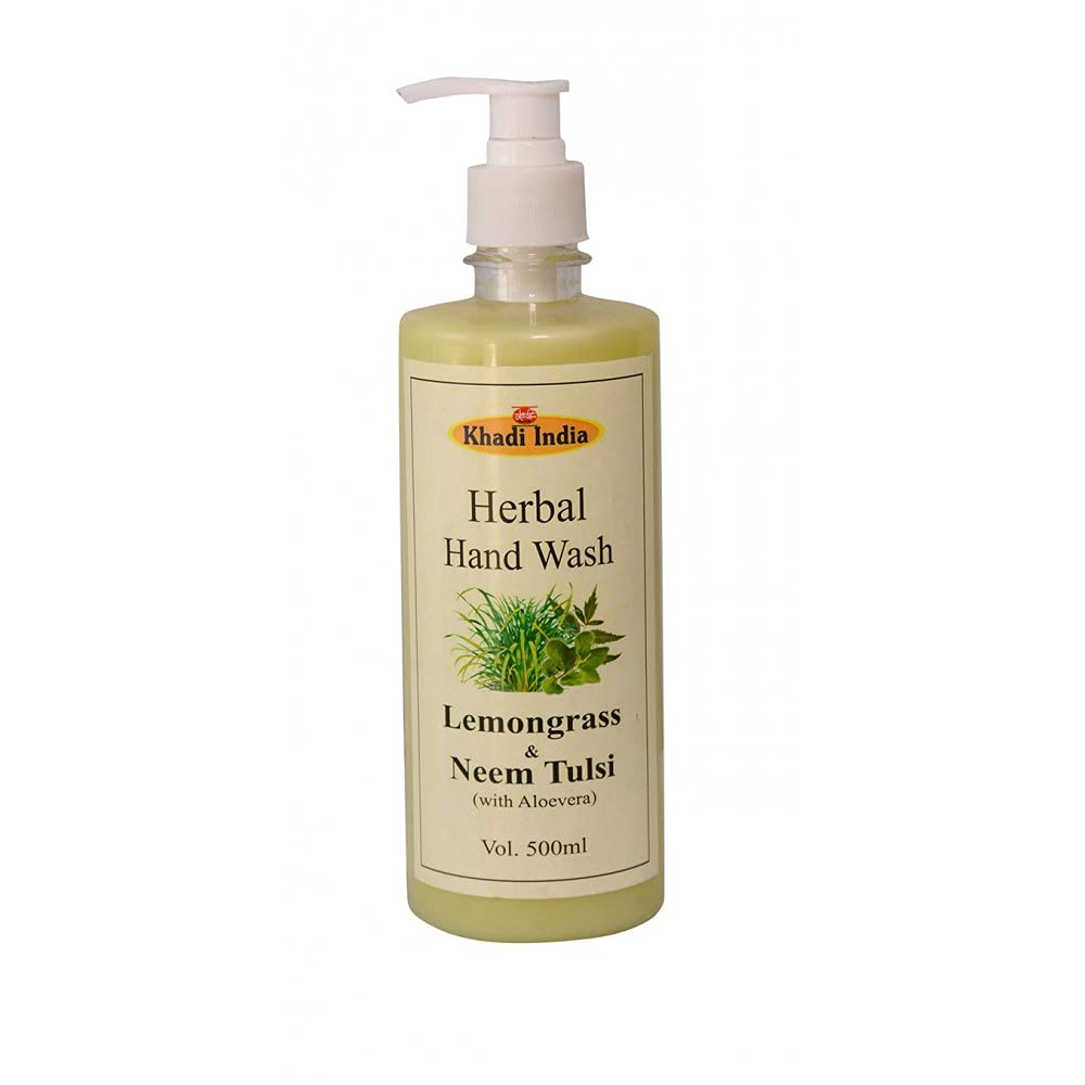 Organic Herbal Lemongrass & Neem Tulsi Hand Wash 500ml - Natural Antibacterial & Moisturizing for Daily Use at Home, Kitchen, and Bathroom