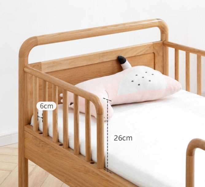 Premium Oak Solid Wood Toddler Bed - Convertible, Multi-Functional Kids Bed with Safety Rails | Perfect for Nursery, Daycare & Small Bedrooms