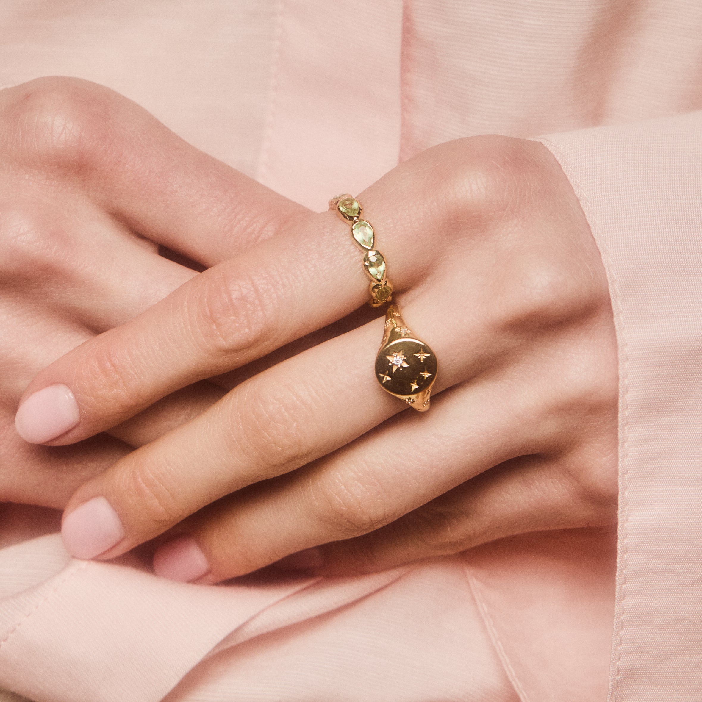 Elegant Marnie Peridot Pear Eternity Ring | Dainty Green Gemstone Wedding Band for Women | Perfect for Anniversaries, Engagements & Special Occasions