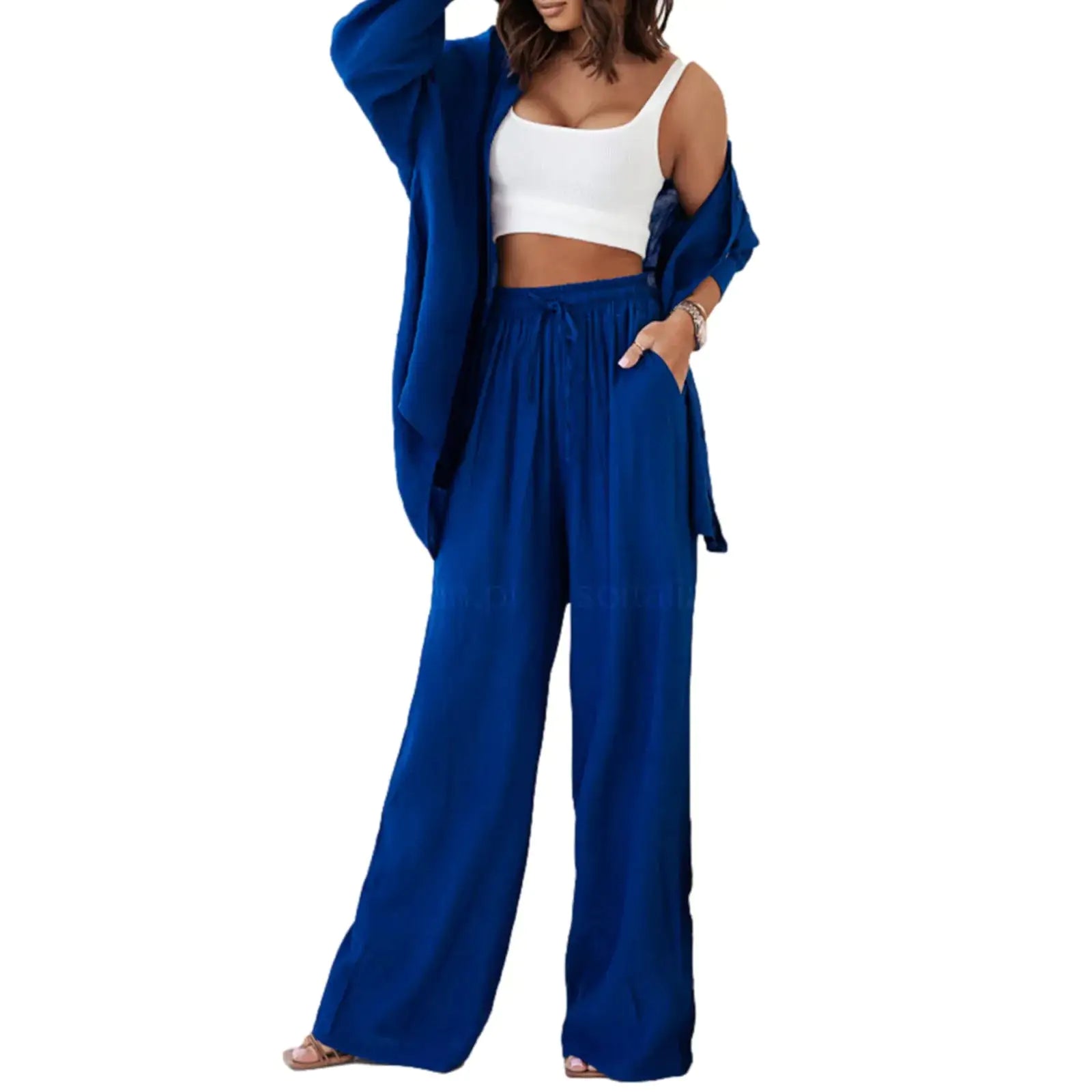 Stylish 2-Piece Women's Outfit Set - Comfortable Blouse & Pants for Work, Casual Wear & Daily Fashion | Trendy Matching Top and Bottom Set