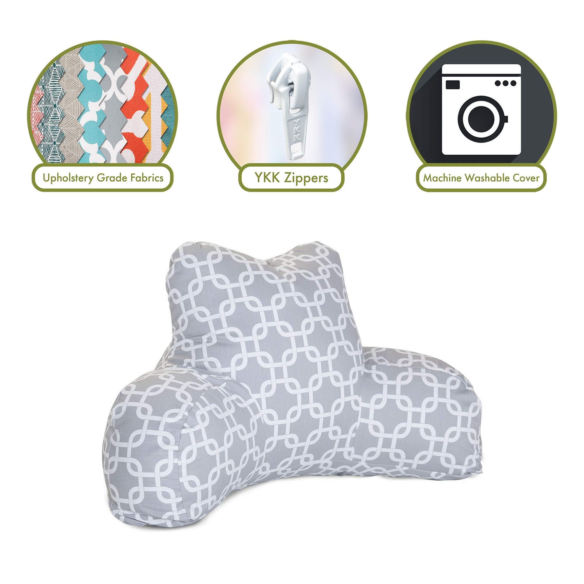 Majestic Home Goods Reading Pillow with Back Support - Soft Gray Bedrest Pillow for Adults & Kids - Perfect for Reading in Bed, Watching TV, or Gaming Comfortably