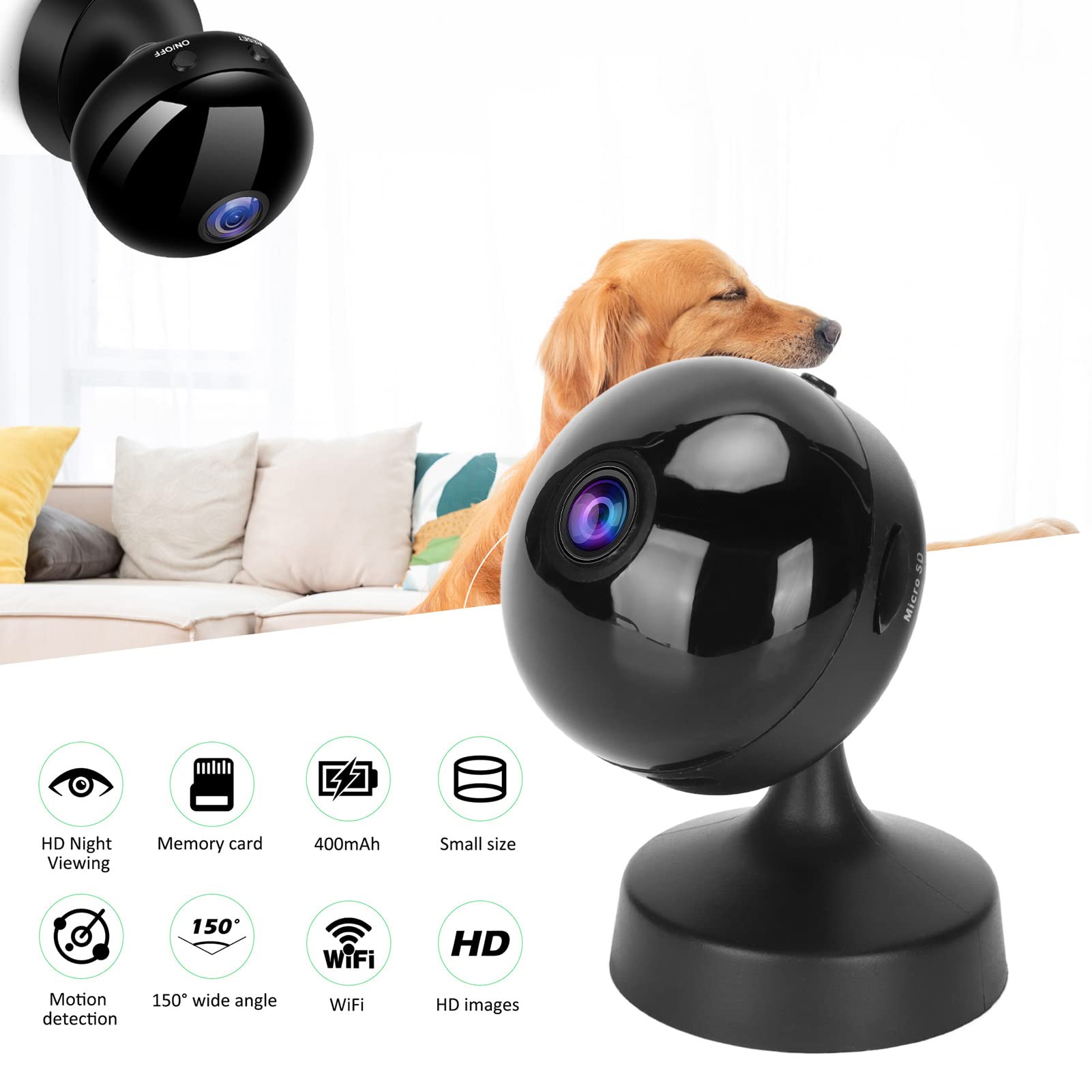 PUSOKEI Outdoor Wireless Security Camera - 1080P HD WiFi IP Camera with 150° Wide Angle, Motion Detection & Night Vision for Home Surveillance - Ideal for Backyard, Garage, and Front Door Monitoring