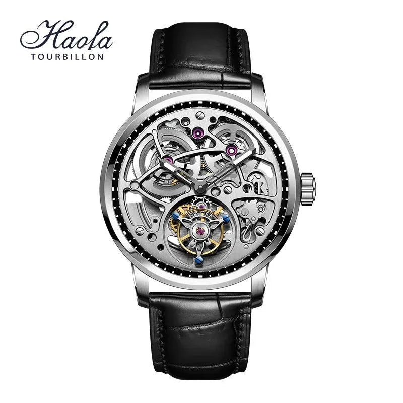 Haofa Genuine Automatic Tourbillon Mechanical Watch for Men - Sapphire Crystal, Hollow Design, Luxury Automatic Movement - Perfect for Business, Formal Events & Gift Giving