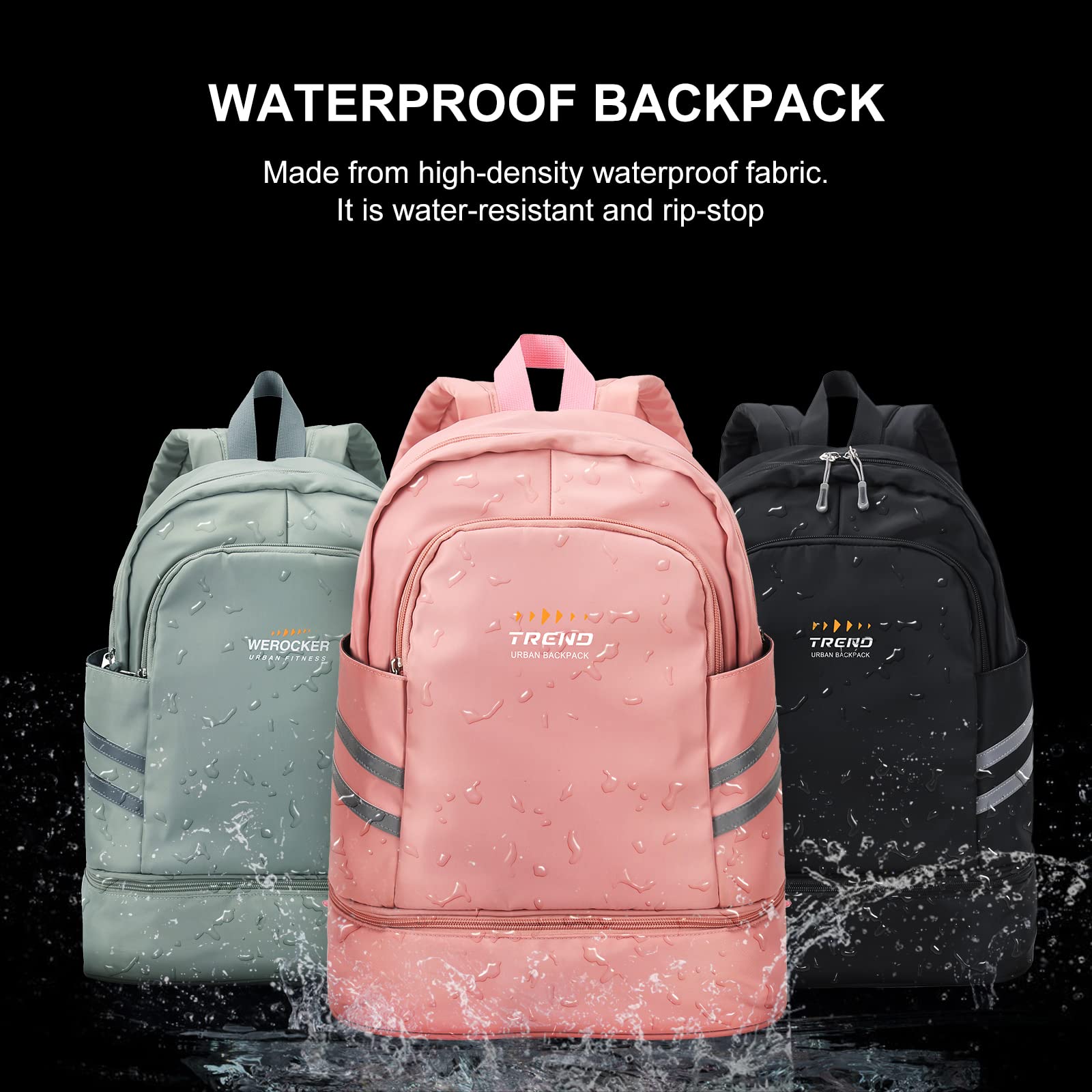Best Gym Backpack for Women with Shoe Compartment & Wet Pocket - Large Waterproof Travel Backpack for Workout, Yoga & Fitness - Perfect for Gym, Work & Travel (Black)