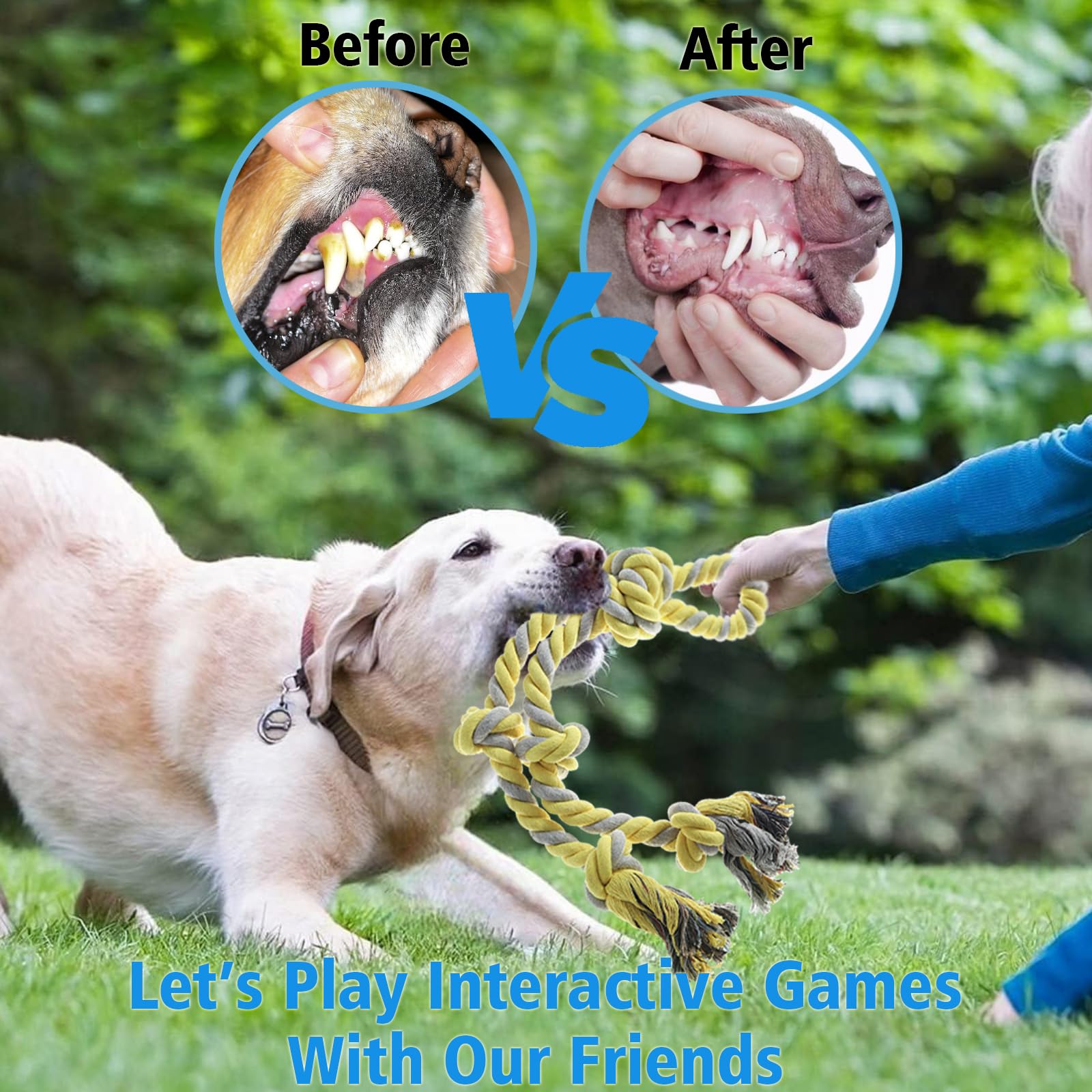 **Durable Heavy Duty Rope Toy for Large & Medium Dogs – Indestructible Chew Toy for Aggressive Chewers, Tug of War & Teeth Cleaning – Perfect for Playtime & Training (Cotton Rope, Tough & Safe)**    *(Use Case: Great for interactive play, dental health, and satisfying your dog's natural chewing instincts!)*