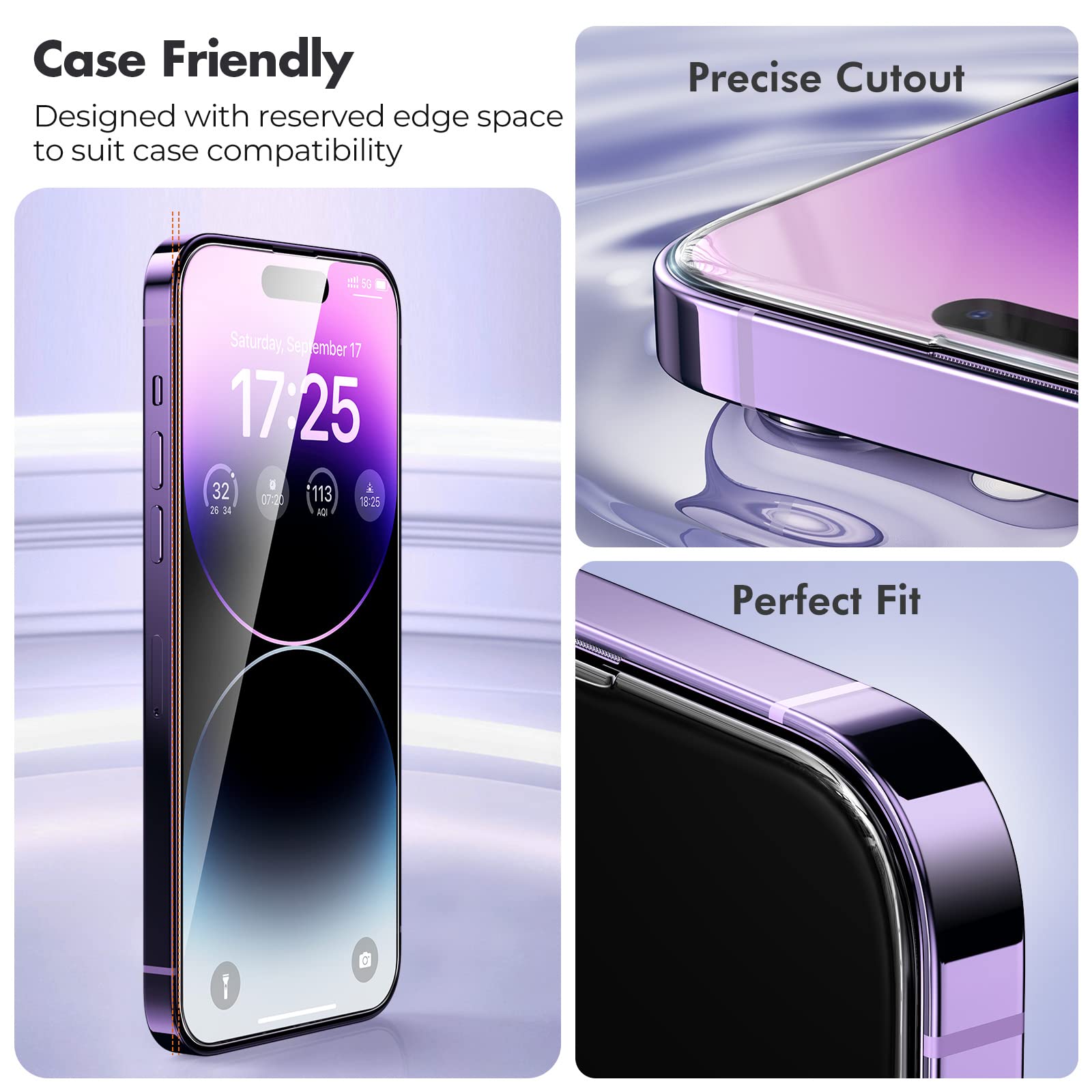 UNBREAKcable 3-Pack Tempered Glass Screen Protector for iPhone 14 Pro Max (6.7 Inch) - 9H Hardness, Shatterproof, HD Clear, Easy Installation Frame, Case Friendly - Perfect for Everyday Use, Travel, and Work Protection
