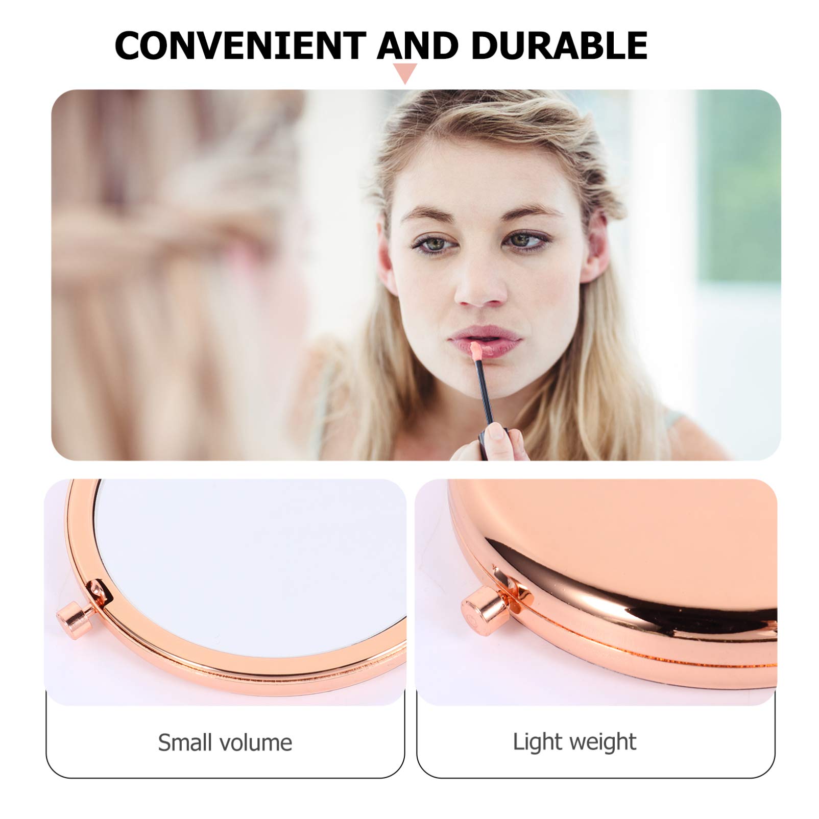 1pc Double Sided Folding Mirror - Pocket-Size Handheld Cosmetic Mirror with Metal Frame | Compact & Travel-Friendly | Perfect for Makeup, Travel, and On-the-Go Touch Ups
