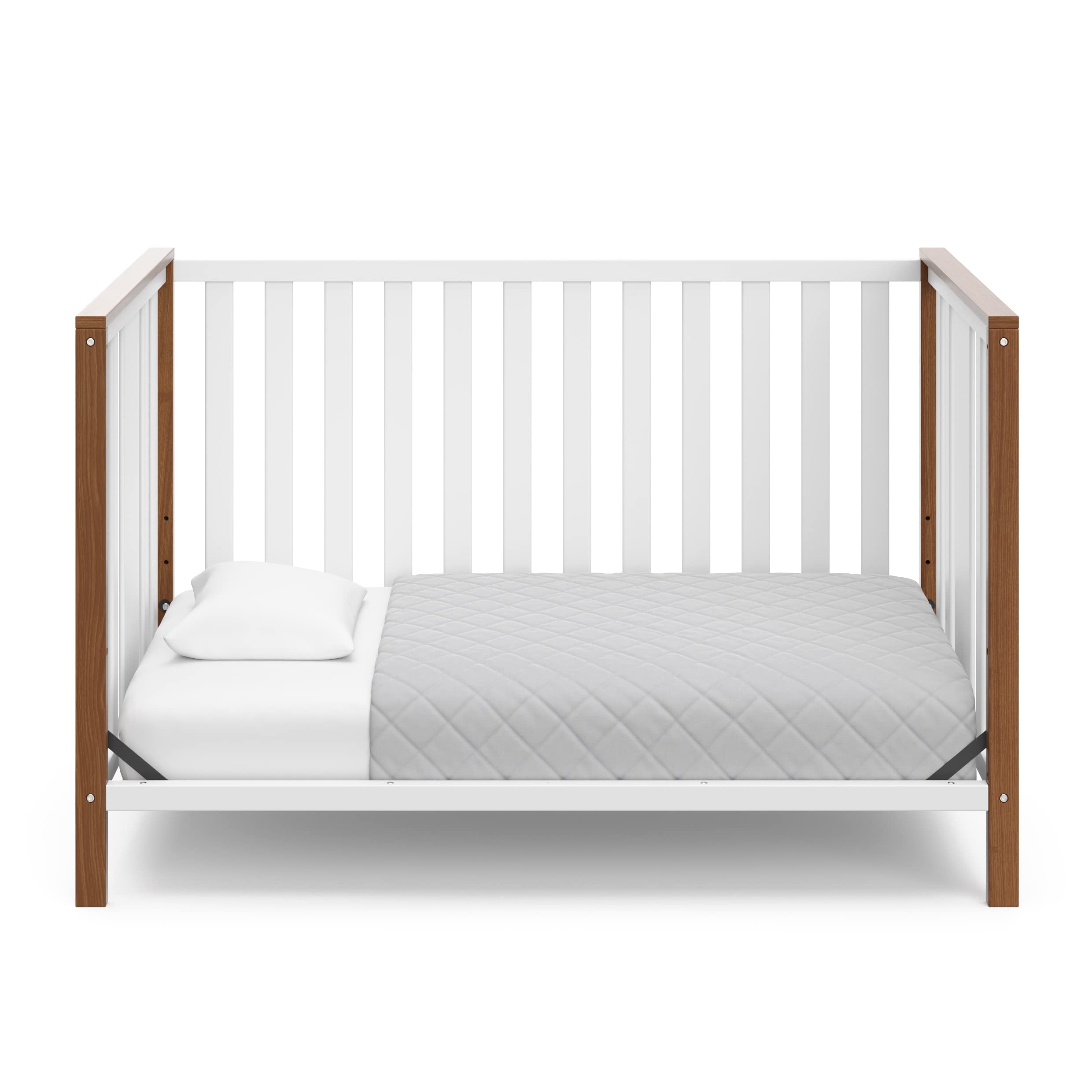 Storkcraft 4-in-1 Convertible Crib - GREENGUARD Gold Certified, White & Driftwood for Nursery & Toddler Room