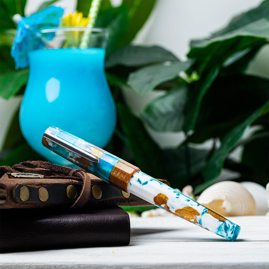 Benu Euphoria Fountain Pen - Premium Blue Hawaiian Design for Writing, Calligraphy & Gifts - Perfect for Professionals, Students & Pen Enthusiasts