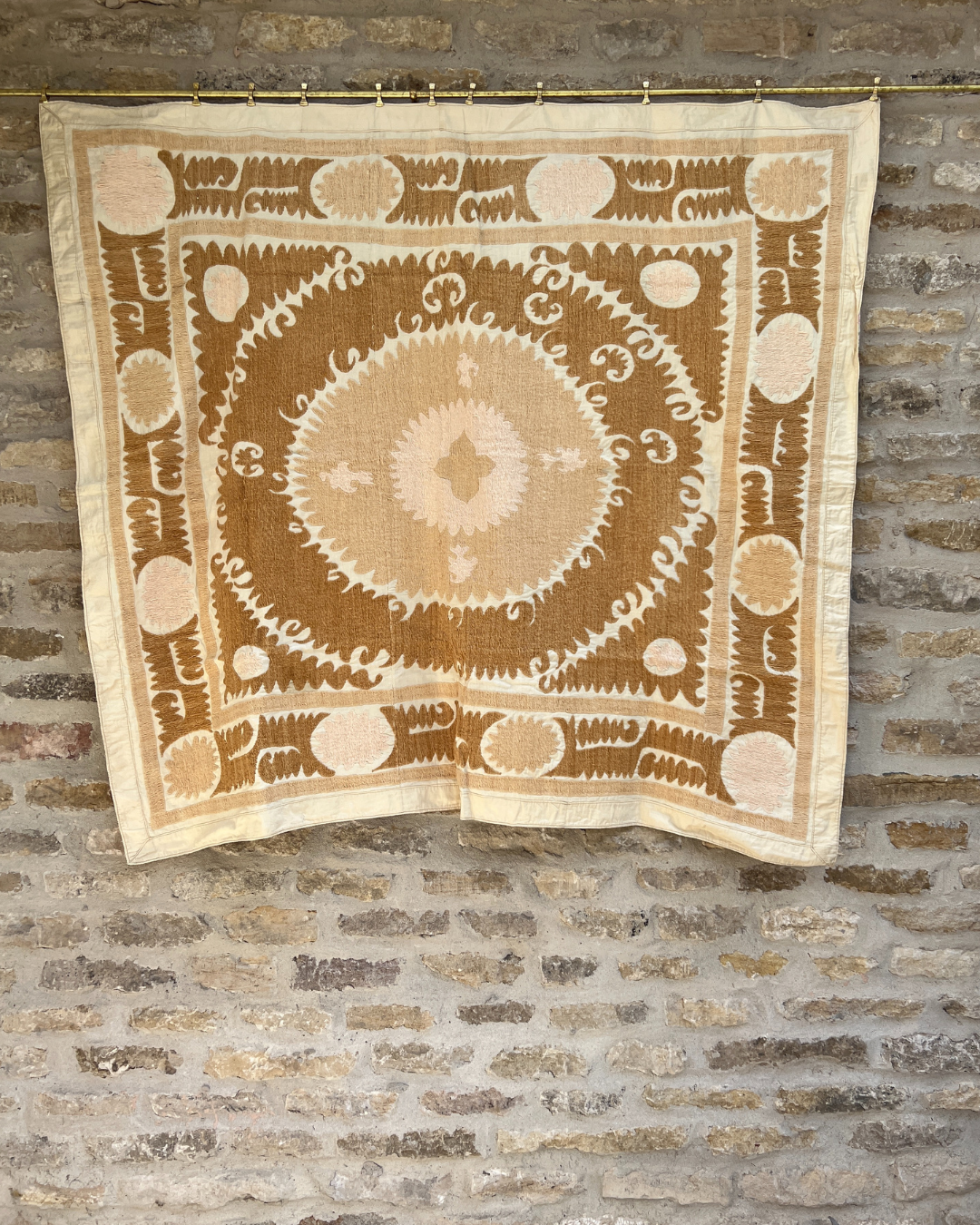 Medium Suzani 012 - Handmade Cotton Suzani Pillow Cover - Bohemian Home Decor for Living Room, Bedroom & Sofa