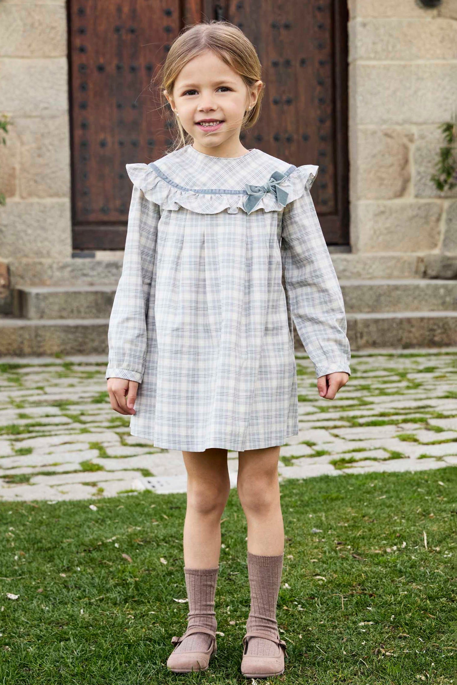 Violet Stone Tartan Dress for Women - Elegant Plaid A-Line Dress with Pockets, Perfect for Fall, Winter, and Holiday Parties | Office Wear, Christmas Outfits, and Casual Dates