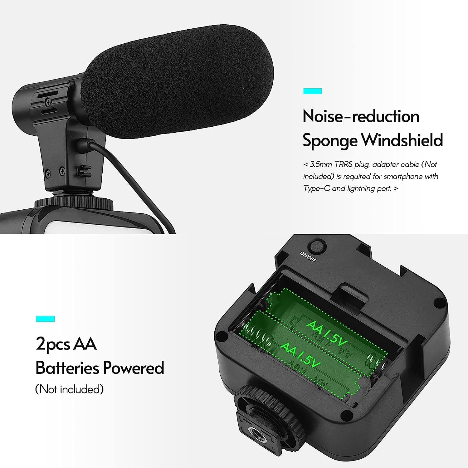 Samadex Vlogging Kit - Portable Microphone with LED Light & Stand for Smartphone Recording - Perfect for YouTube & TikTok Videos