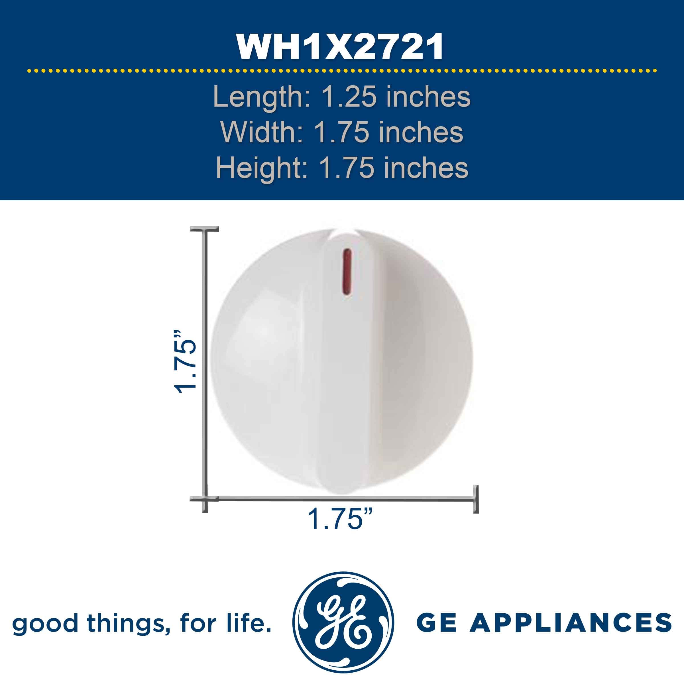 GE WH1X2721 Replacement Washer Timer Knob - Compatible with GE Washing Machines (White, Small) - Perfect for DIY Appliance Repair & Washing Machine Maintenance