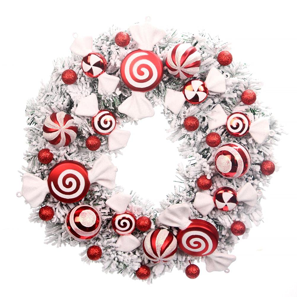 Christmas Flocking Wreath - Holiday Door Hanging Decor for Christmas Tree, Windows, Indoor & Outdoor Use | Perfect for Front Door, Fireplace & Party Decorations