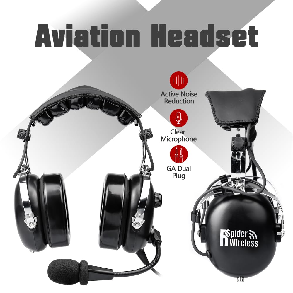 Professional Aviation Headset for Pilots - Noise Cancelling Headphones with 24dB Reduction, Comfort Ear Seals, MP3 Support & Carrying Case - Perfect for Flight Training, Commercial Flying and Cockpit Communication