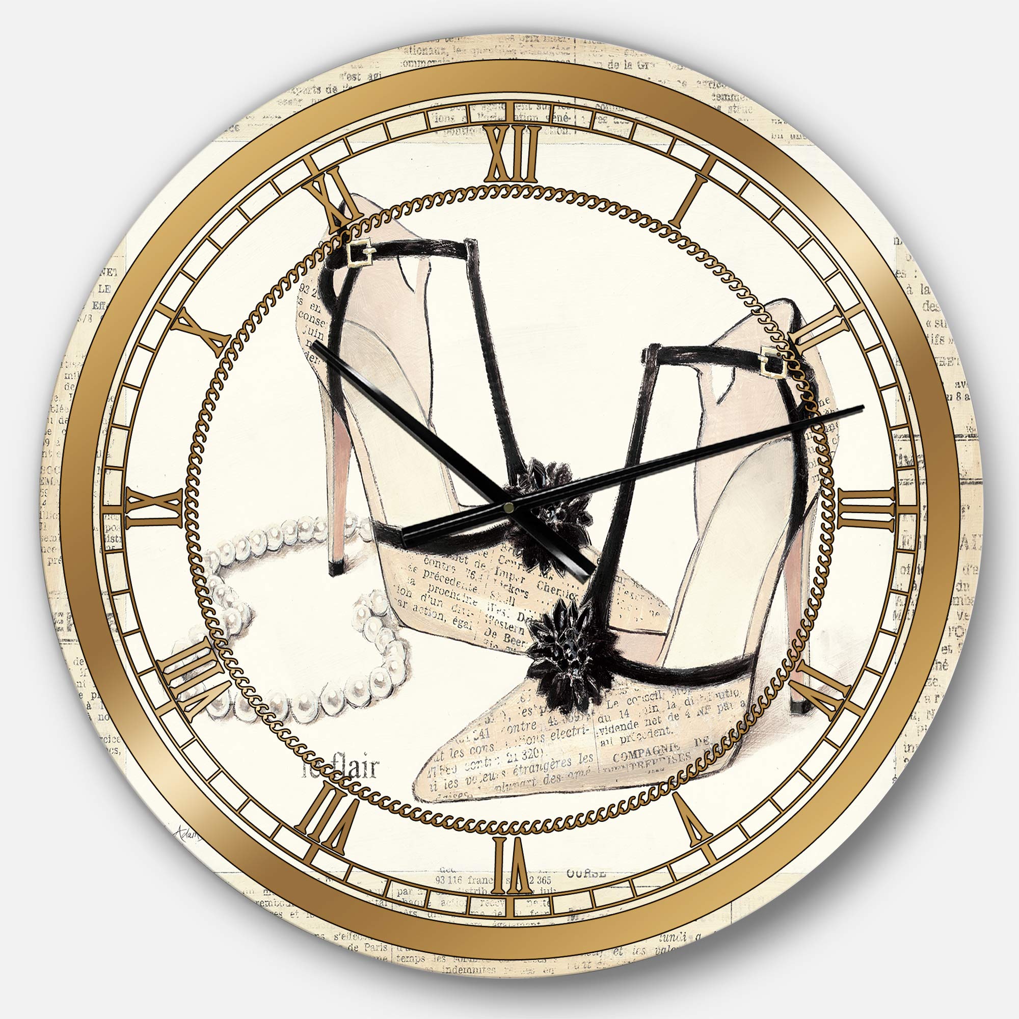 Designart Chic Glam Closet III Wall Art - Decorative Round Metal Wall Clock for Home, Living Room, Bedroom & Office Decor | Elegant Timepiece for Modern Interiors & Stylish Spaces