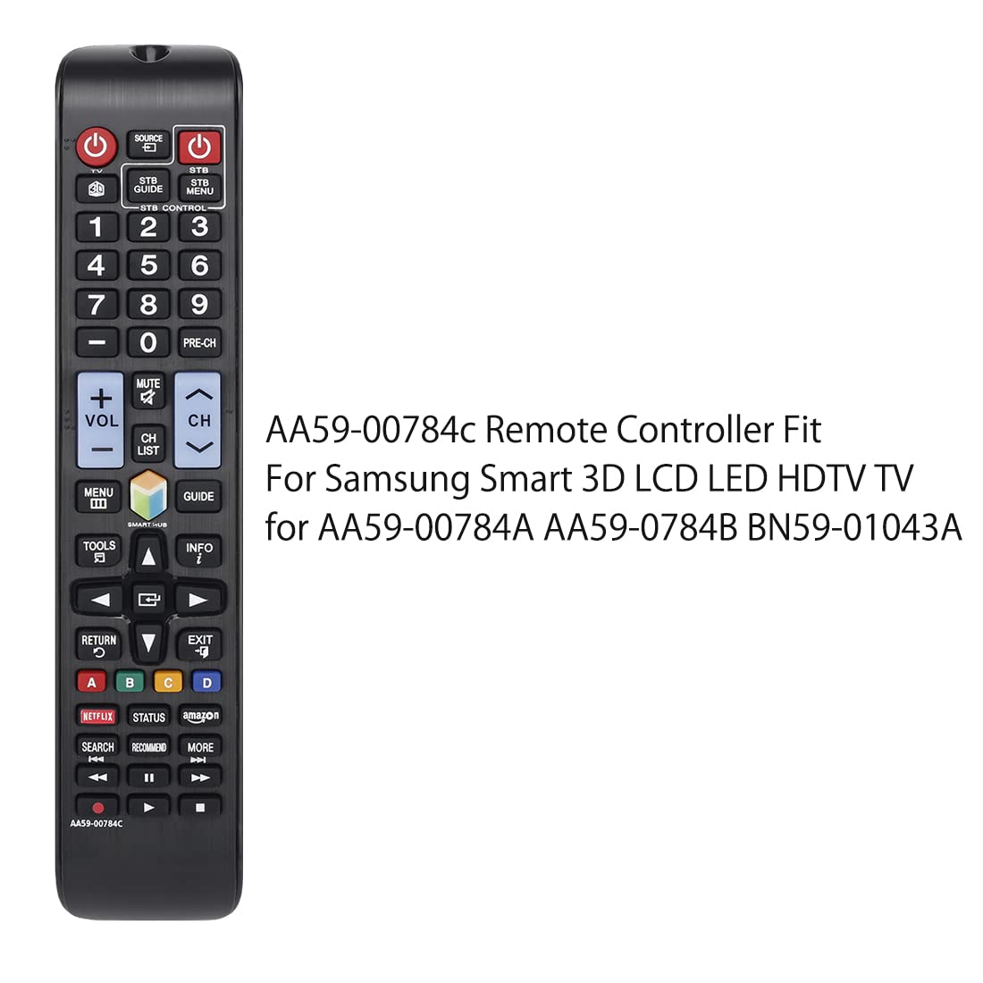 Original Remote Control AA59-00784C Replacement for Samsung Smart TV AA59-00784A/AA59-0784B/BN59-01043A/AA59-00481A - Compatible with Samsung LED HD TVs - Includes Netflix & Amazon Prime Video Buttons - Perfect for Streaming & Smart TV Navigation