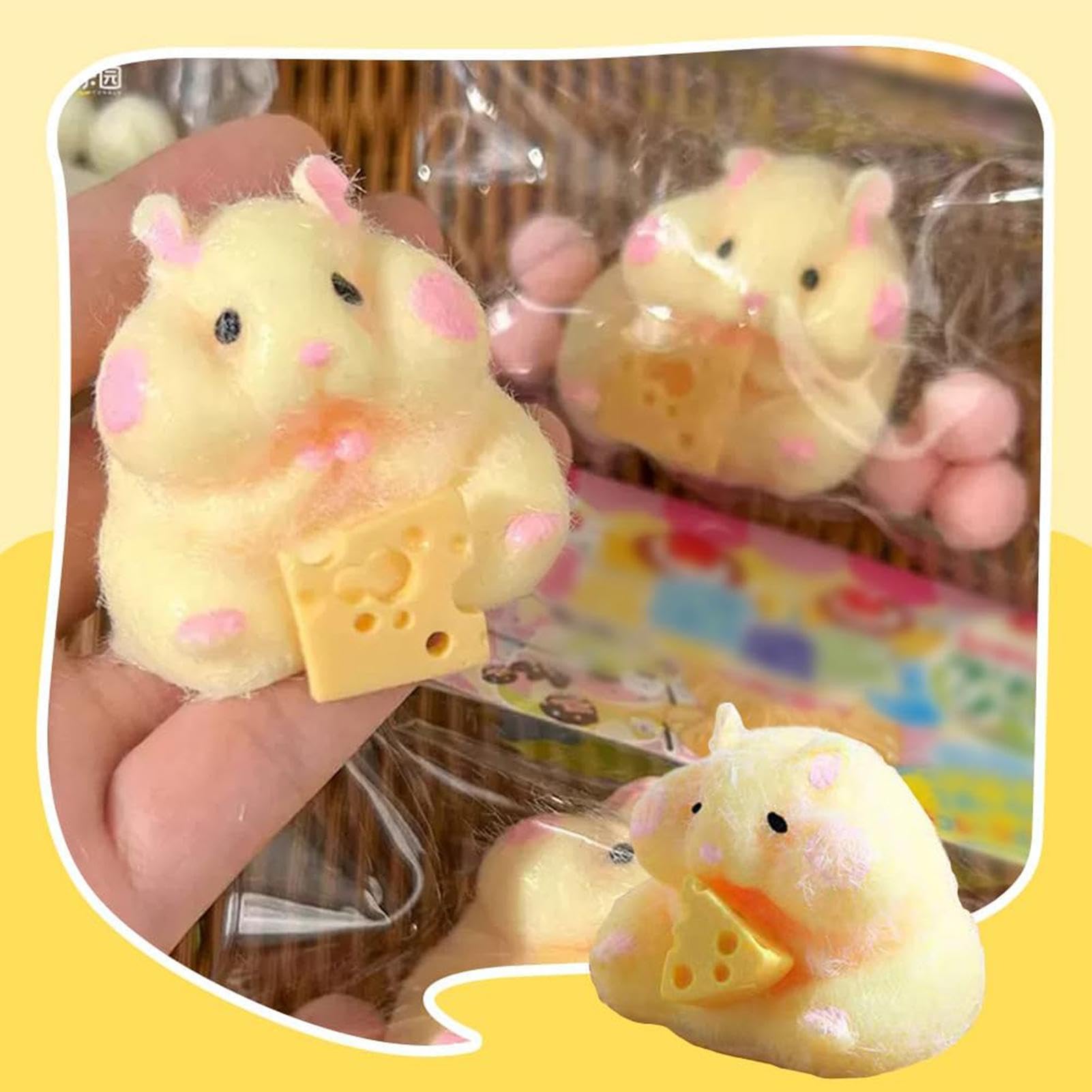 Stress Relief Hamster Squishy Squeeze Toys - Soft Pinch Family Sensory Fidget Toys for Kids & Adults - Fun Stress Ball for Anxiety Relief, ADHD & Office Desk Play