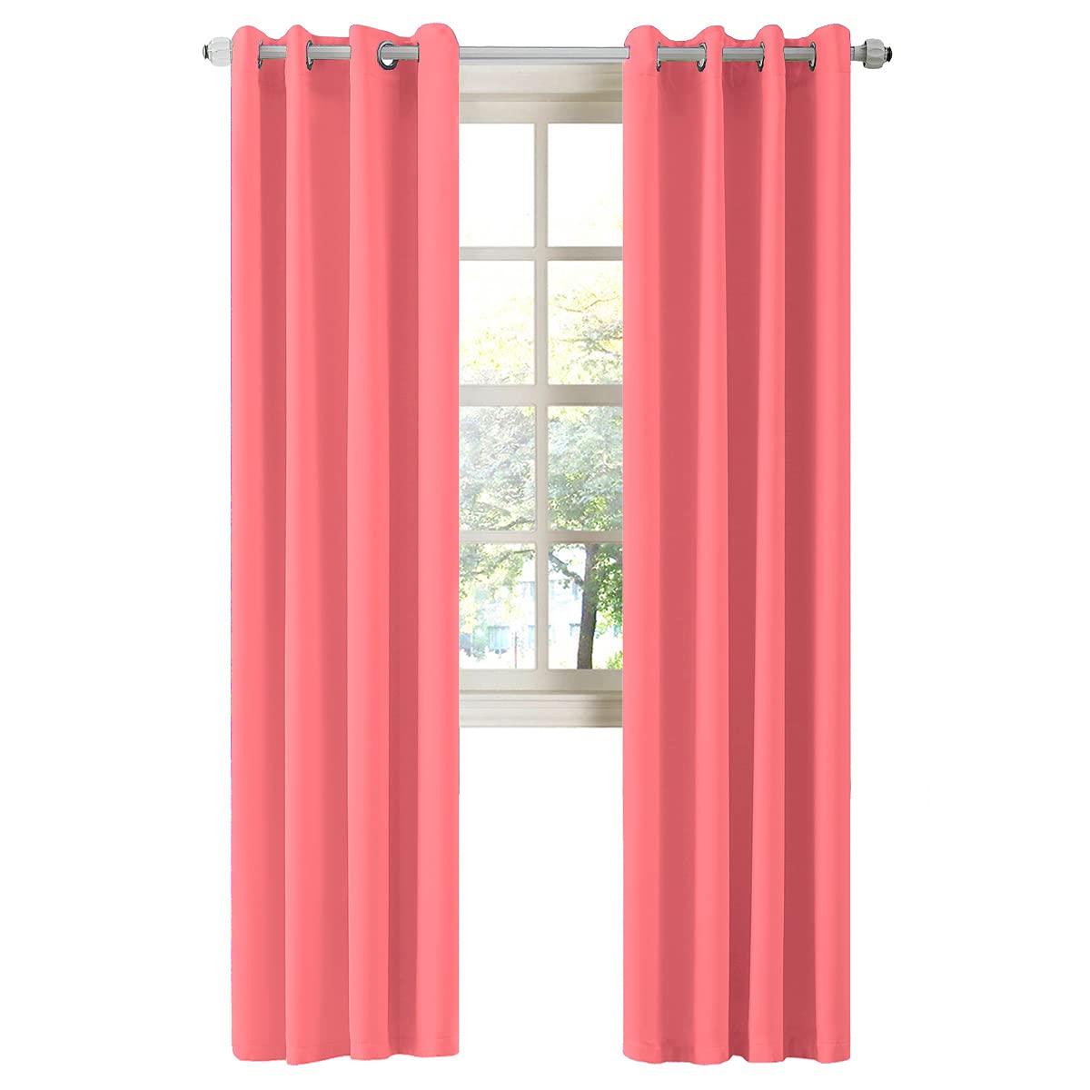LA PALMA Blackout Thermal Insulated Curtains for Bedroom & Living Room - 2 Panels Set, Grommet Window Drapes for Light Blocking & Energy Saving - Perfect for Home Theater, Nursery & Shift Workers