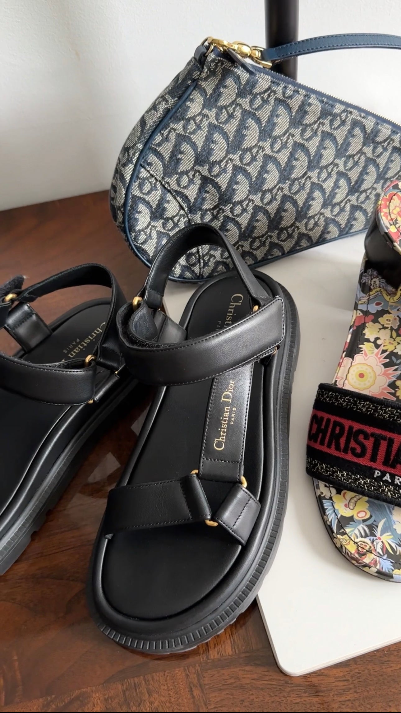 Christian Dior Black Leather D Wave Sandals Size 37 - Luxury Women's Designer Heels for Parties, Weddings & Evening Events