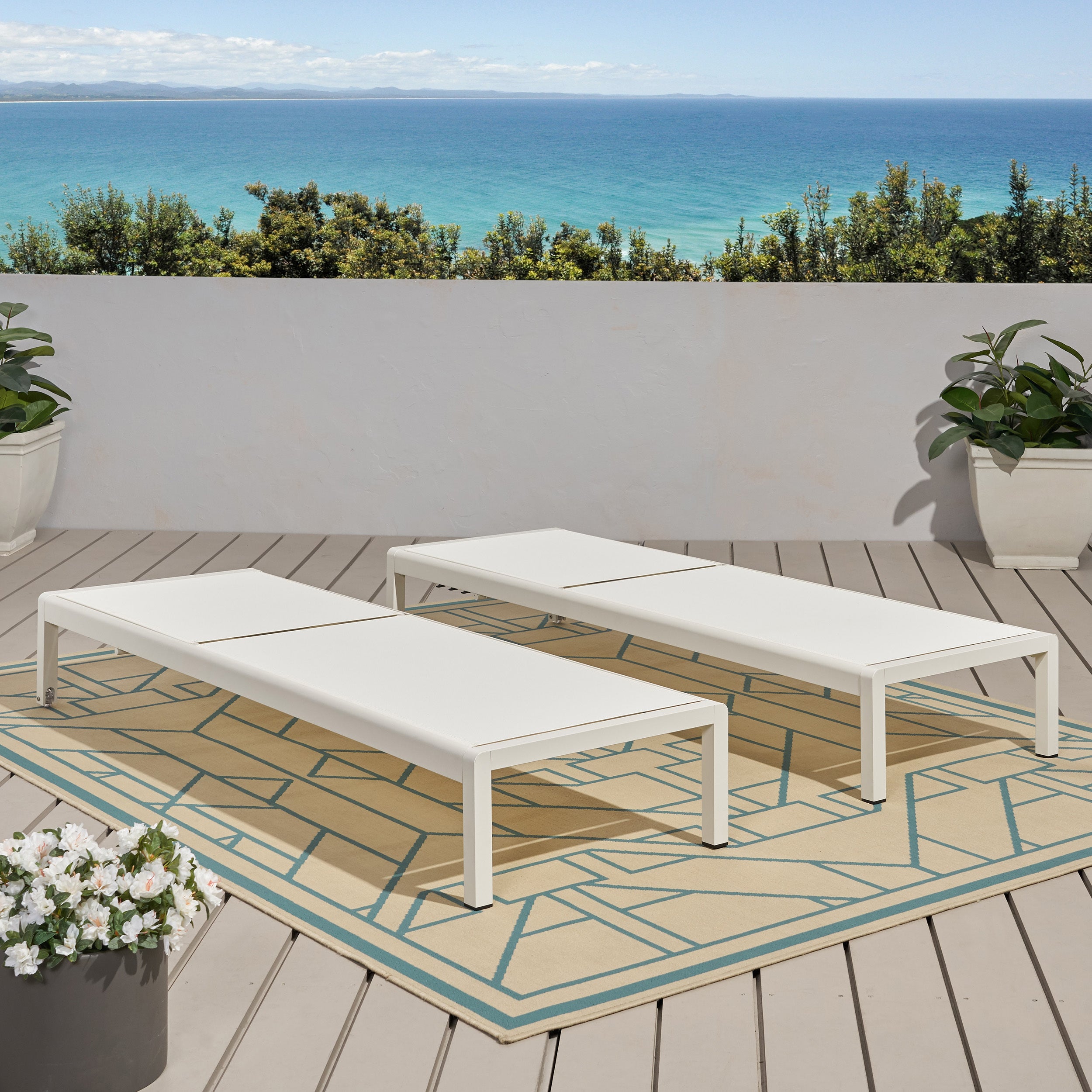 Cape Coral KD Chaise Lounge Set of 2 - Modern Gray Outdoor Patio Furniture for Poolside, Garden & Backyard Relaxation