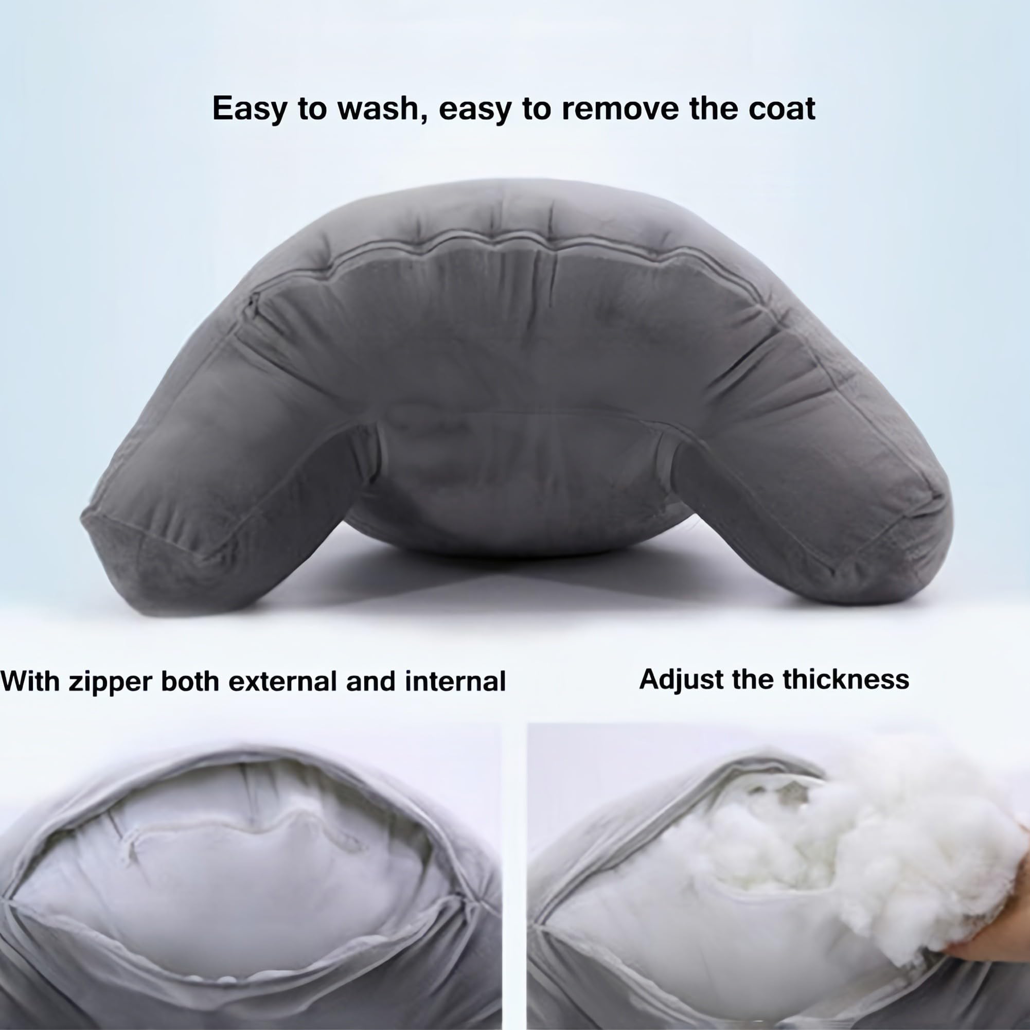 EZOPII Plush Backrest Pillow for Bed - Lumbar Support Cushion (Blue) - Perfect for Reading & Relaxing in Bed