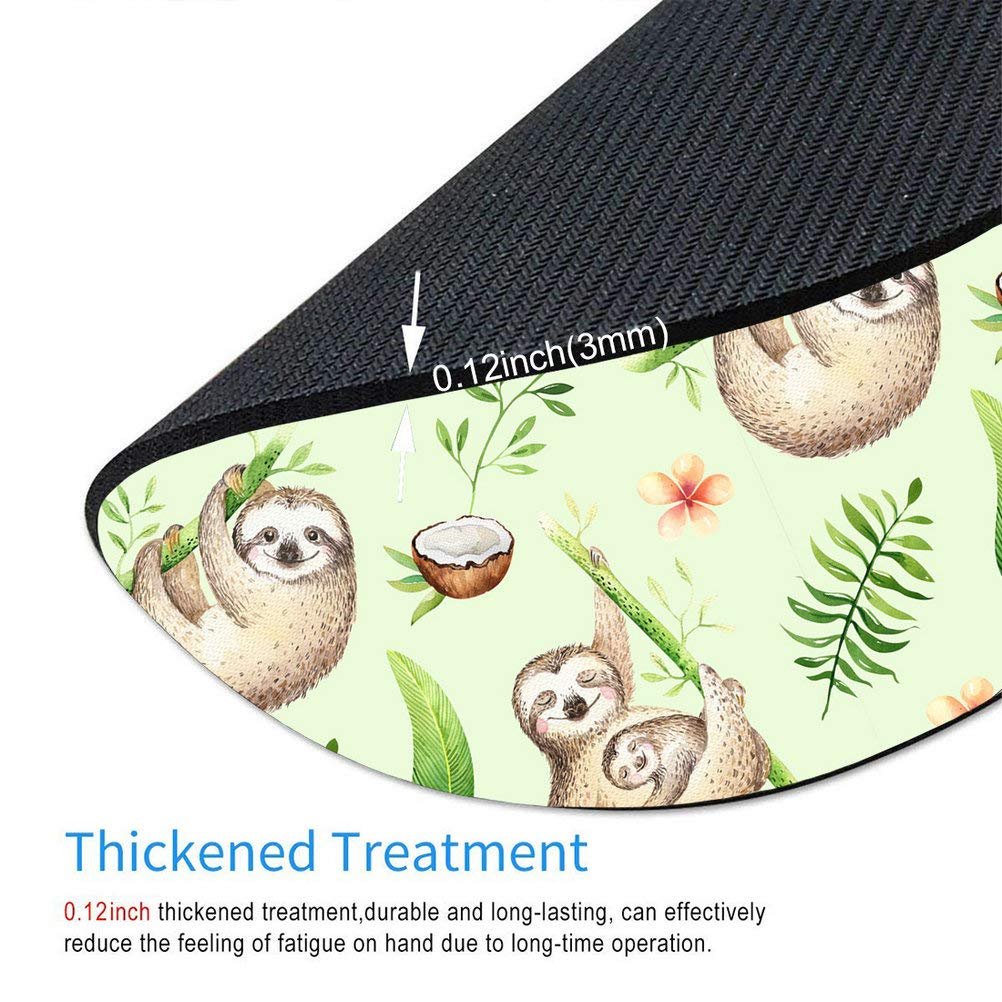 Cute Green Sloth Mouse Pad - Ergonomic Round Desk Mat for Office, Gaming & Home Use - Non-Slip Computer Mousepad for Workstations, Cubicles & Decor