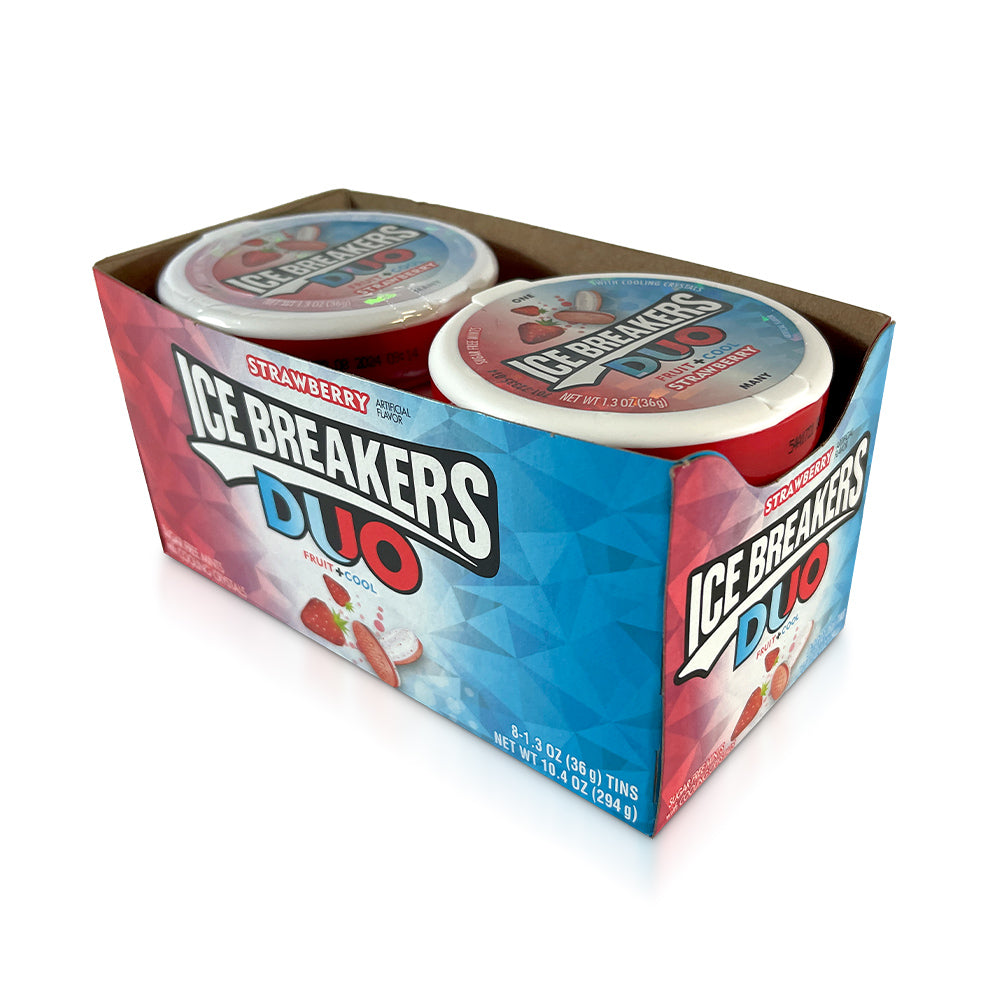 Hershey Ice Breaker Mints Duos Strawberry - 8 Count Box | Fresh Breath Mints for Office, Car & Travel