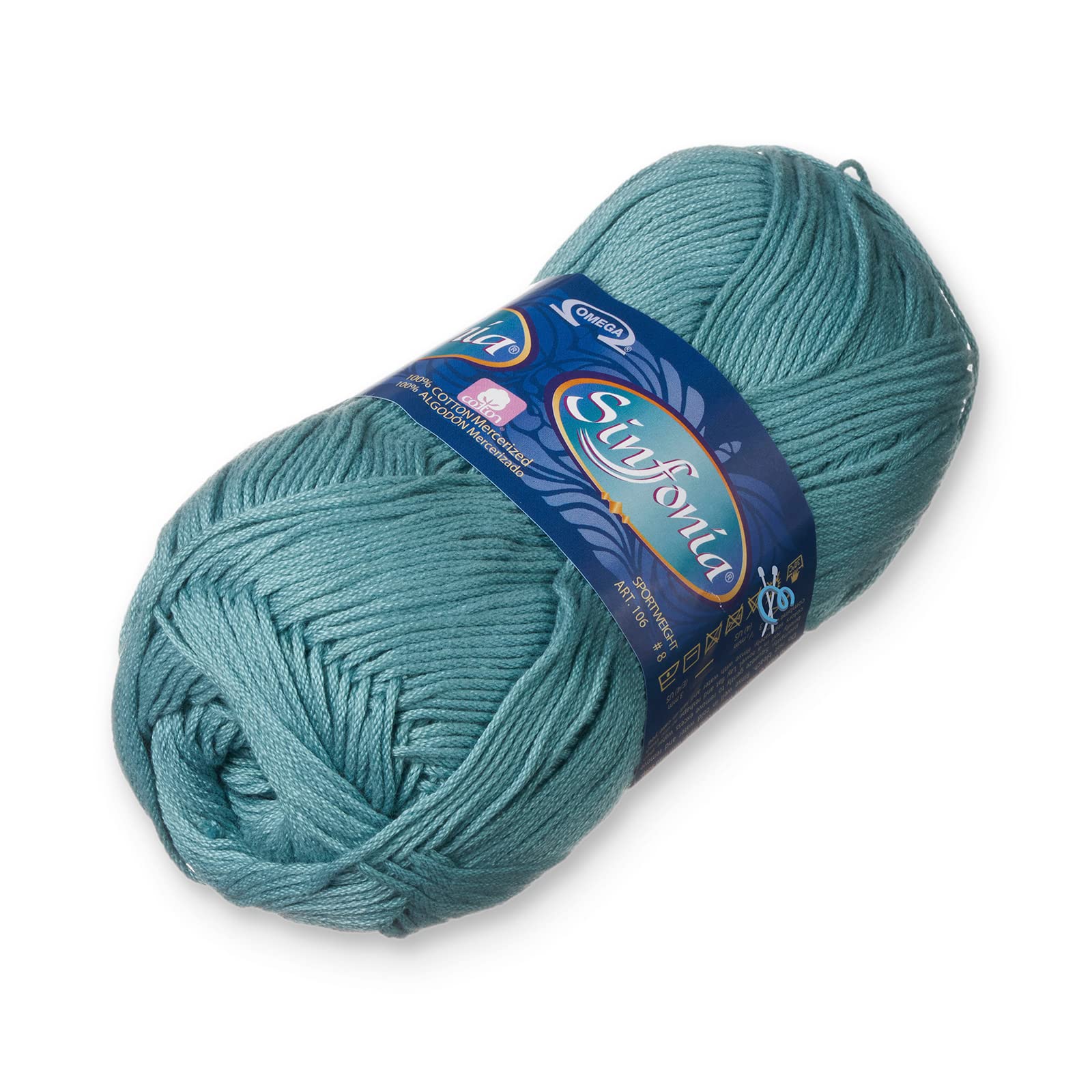 Premium Omega Nordic Blue Cotton Yarn - 218 Yards (115g) for Knitting, Crochet & DIY Crafts - Soft 100% Cotton Fiber for Scarves, Hats & Baby Clothes