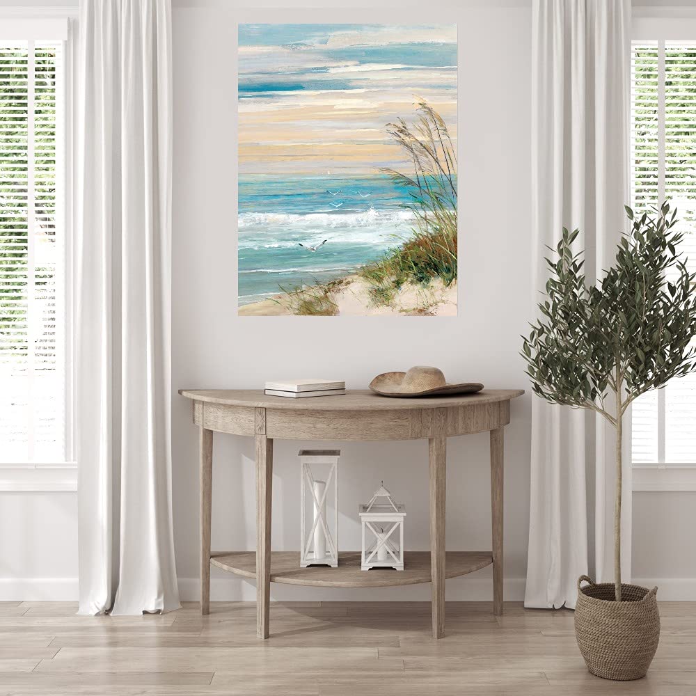 Stunning Beach at Dusk Canvas Wall Art Print by Sally Swatland - 24x32 Inch Ready to Hang Painting for Living Room, Bedroom, Office Decor - Perfect Coastal Home Decor & Gift Idea for Beach Lovers