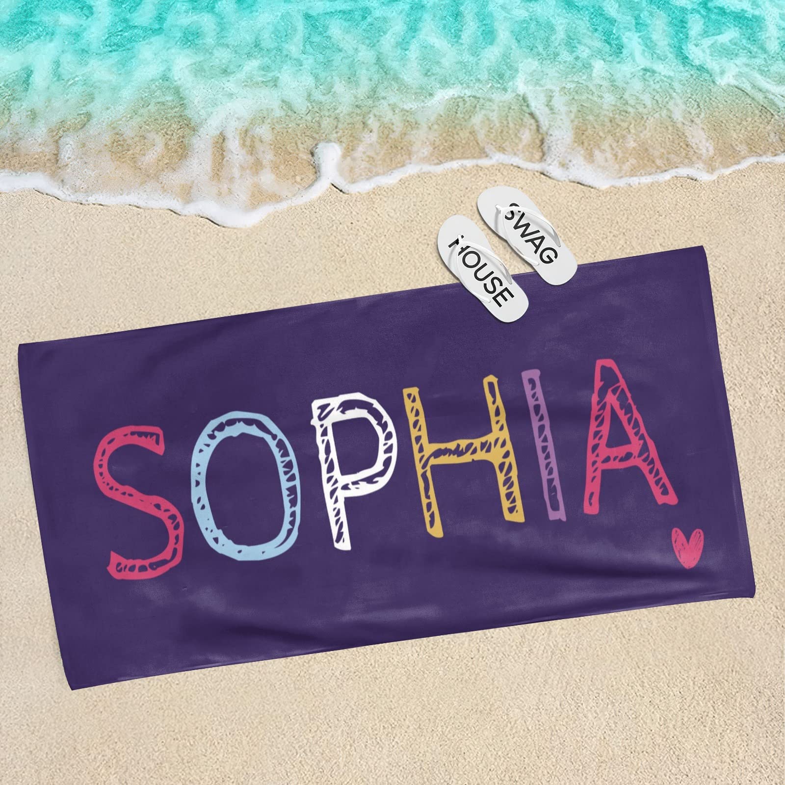 Custom Personalized Beach Towel with Name - Soft Bath Towel for Women, Men, Kids & Adults | Summer Pool Party, Vacation & Outdoor Activities Gift