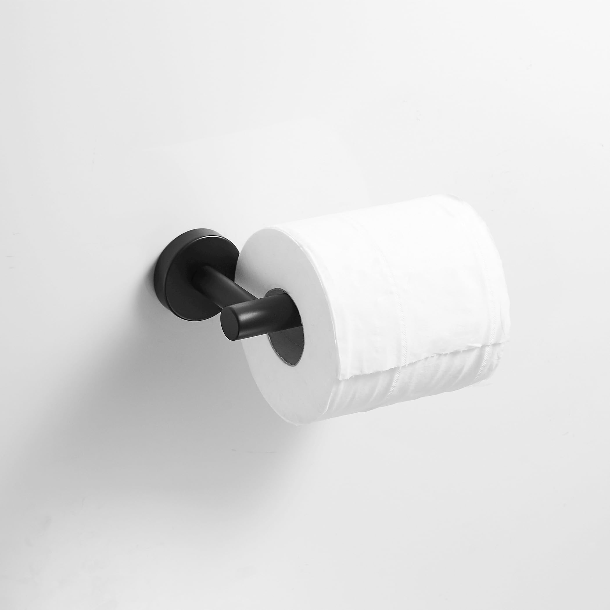 Leyden Matte Black Toilet Paper Holder & Hand Towel Holder Set - 2-Piece SUS304 Stainless Steel Bathroom Hardware - Wall Mounted Toilet Paper Roll Holder & Towel Rack for Modern Bathrooms - Perfect for Powder Rooms, Guest Baths & Master Suites